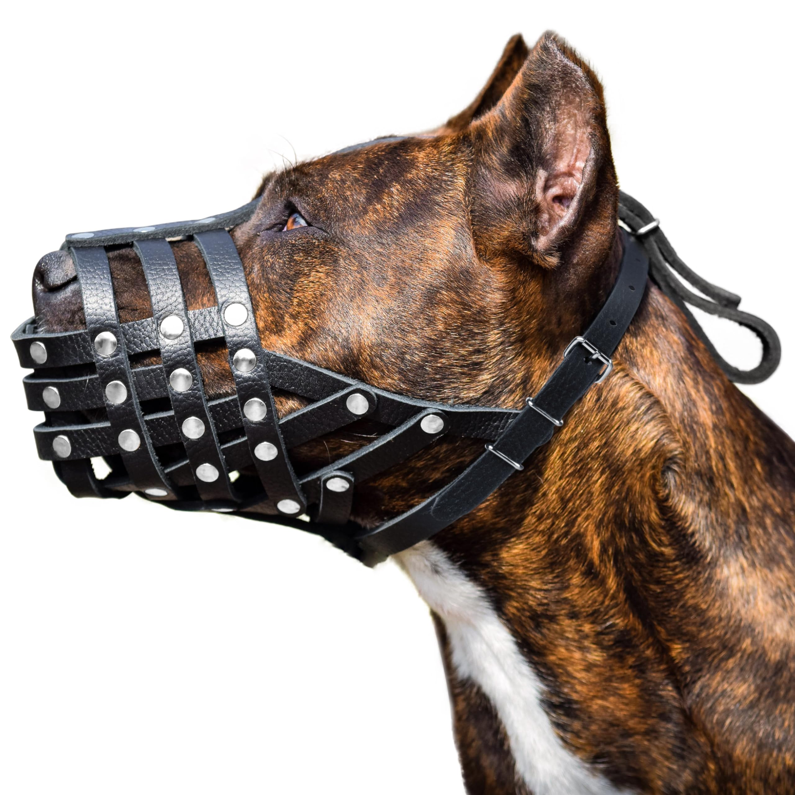 Clevertail Soft Leather Dog Muzzle For Pitbulls - Dog Muzzle For Medium And Large Dogs Pitbull - Breathable Pitbull Muzzle Anti 