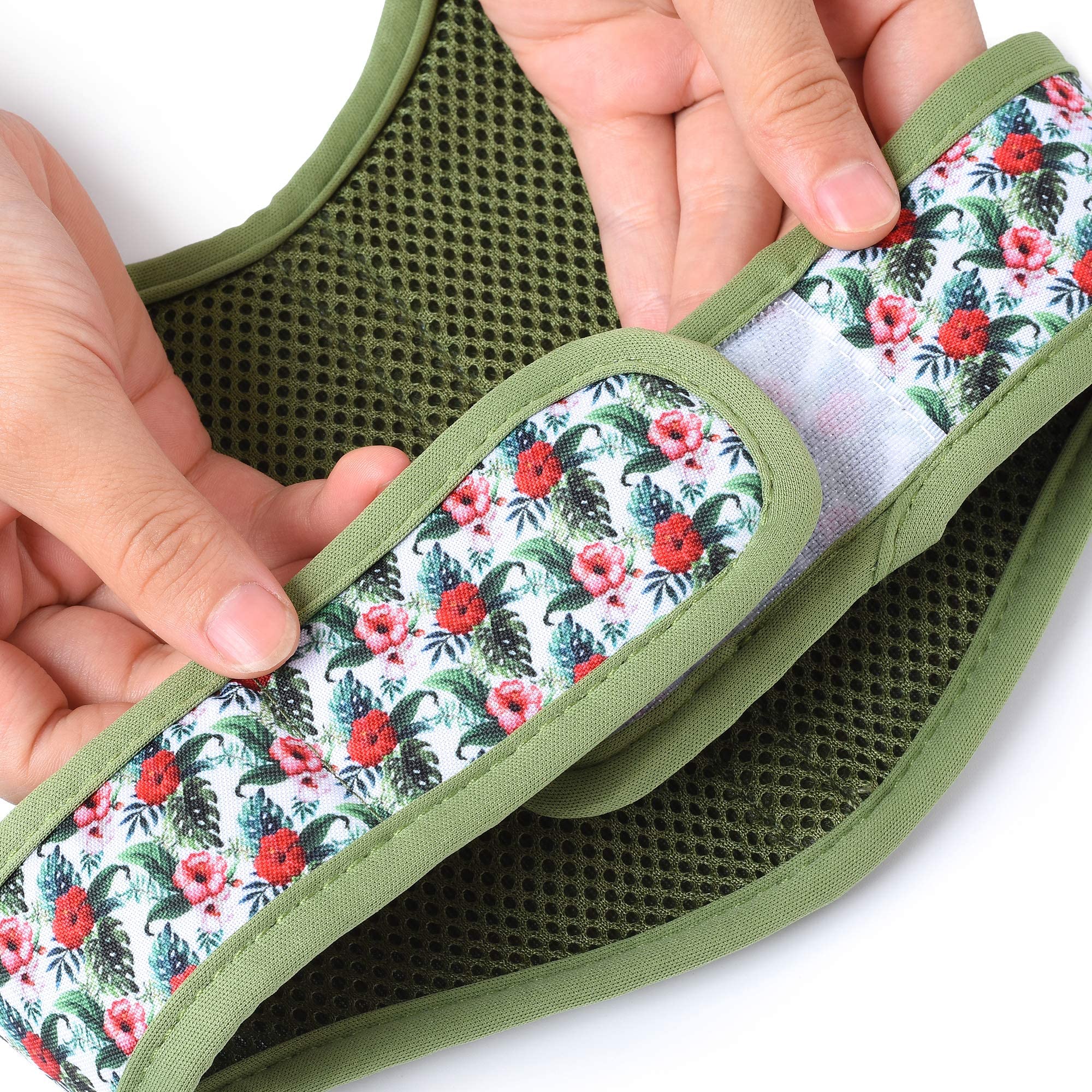 Mile High Life | Easy Get On Air Mesh Vest Harness | Spring Floral Collection | Adjustable Easy Closures Both Neck And Chest |20 Lbs Small Dogs & Cats | Wild Rose | Xs Chest Size (14'-16')