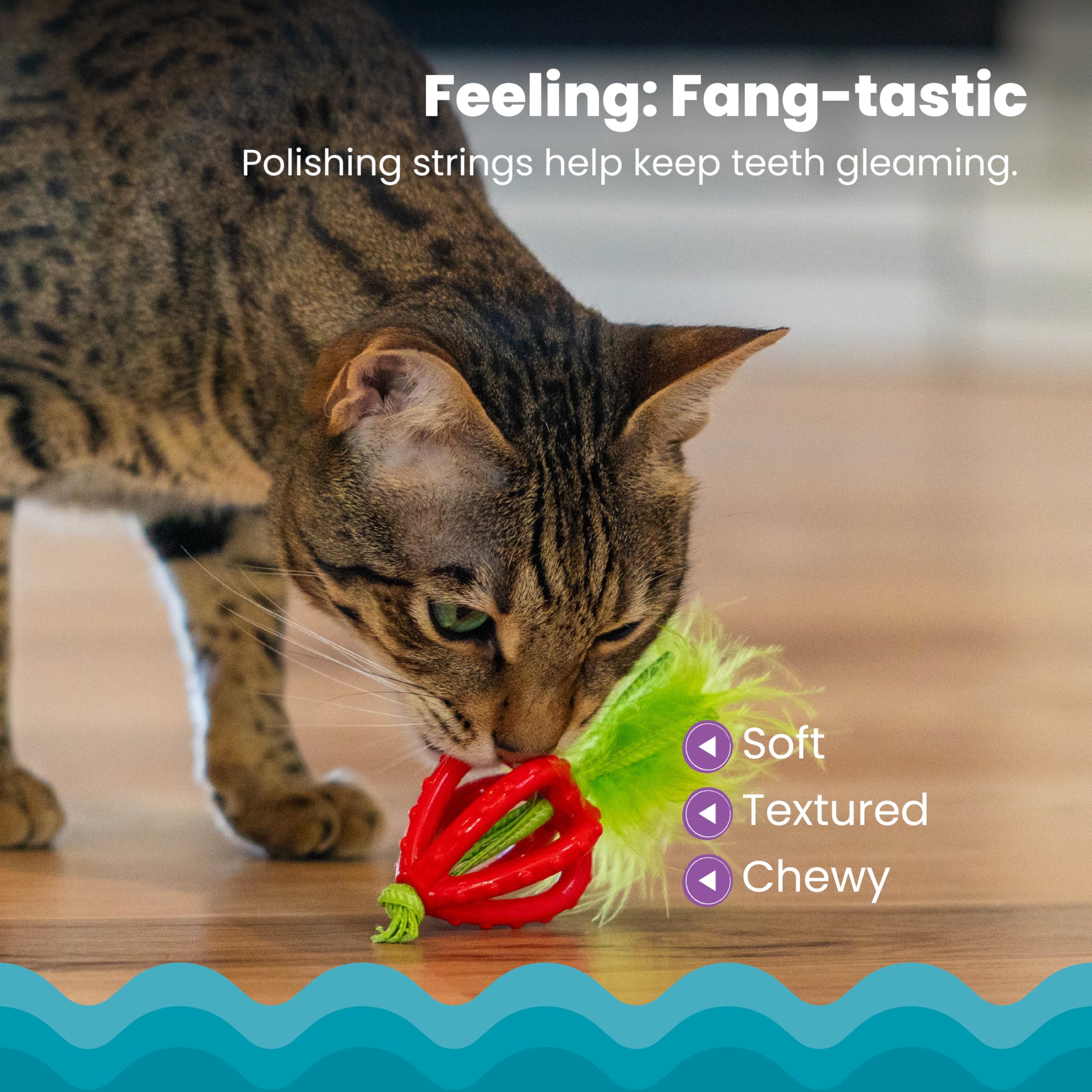 Catstages Dental Strawberry Teether, Soft And Textured Cat Chew Toy, Catnip Oil Coating, Pink