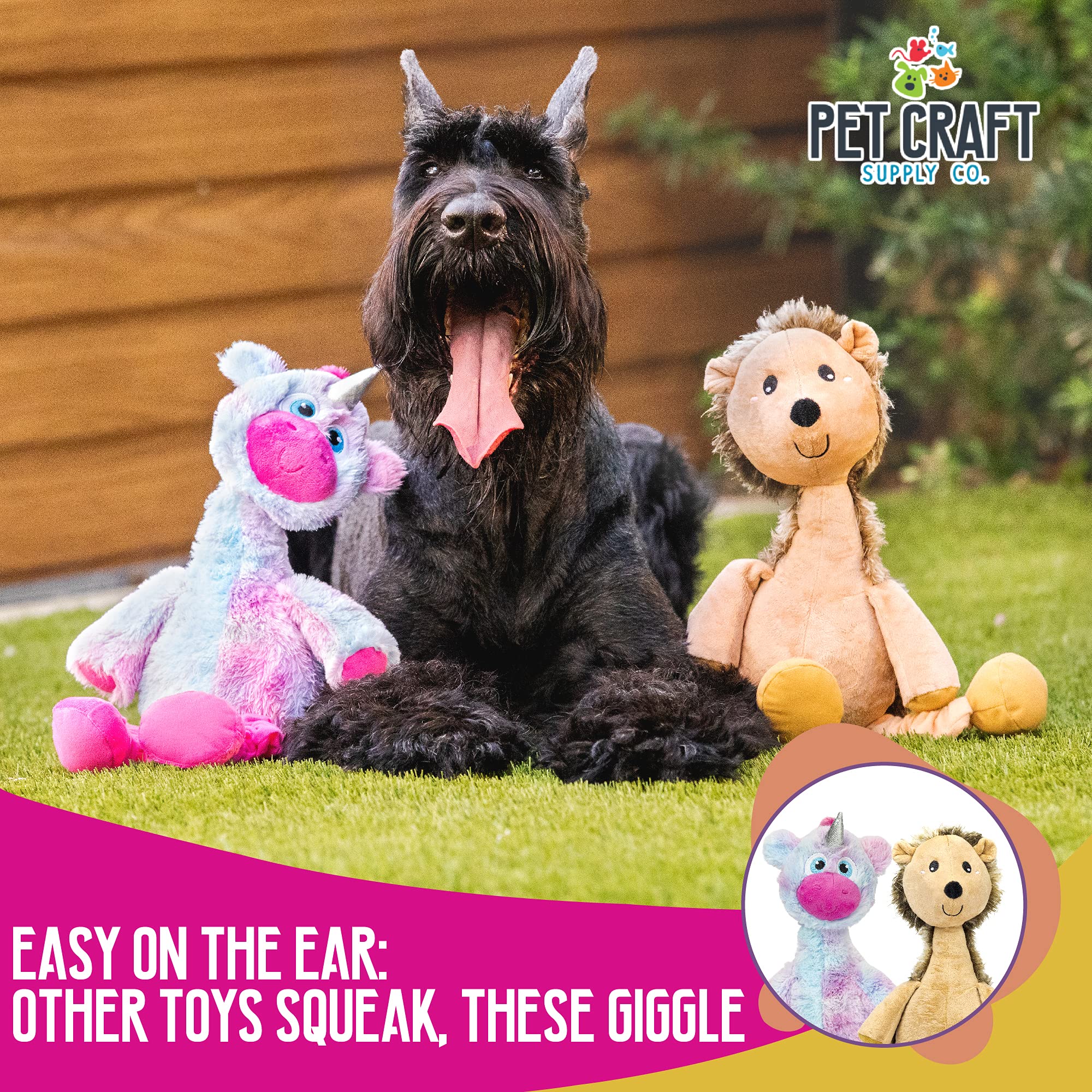 Pet Craft Supply Jiggle Giggle Dog Toys Funny Cute Giggling Sound Wiggly Shaking Tug Fetch Soft Chew Cuddle Plush Interactive Big Dog Toy For Medium To Large Breeds Multipack Boredom Relief