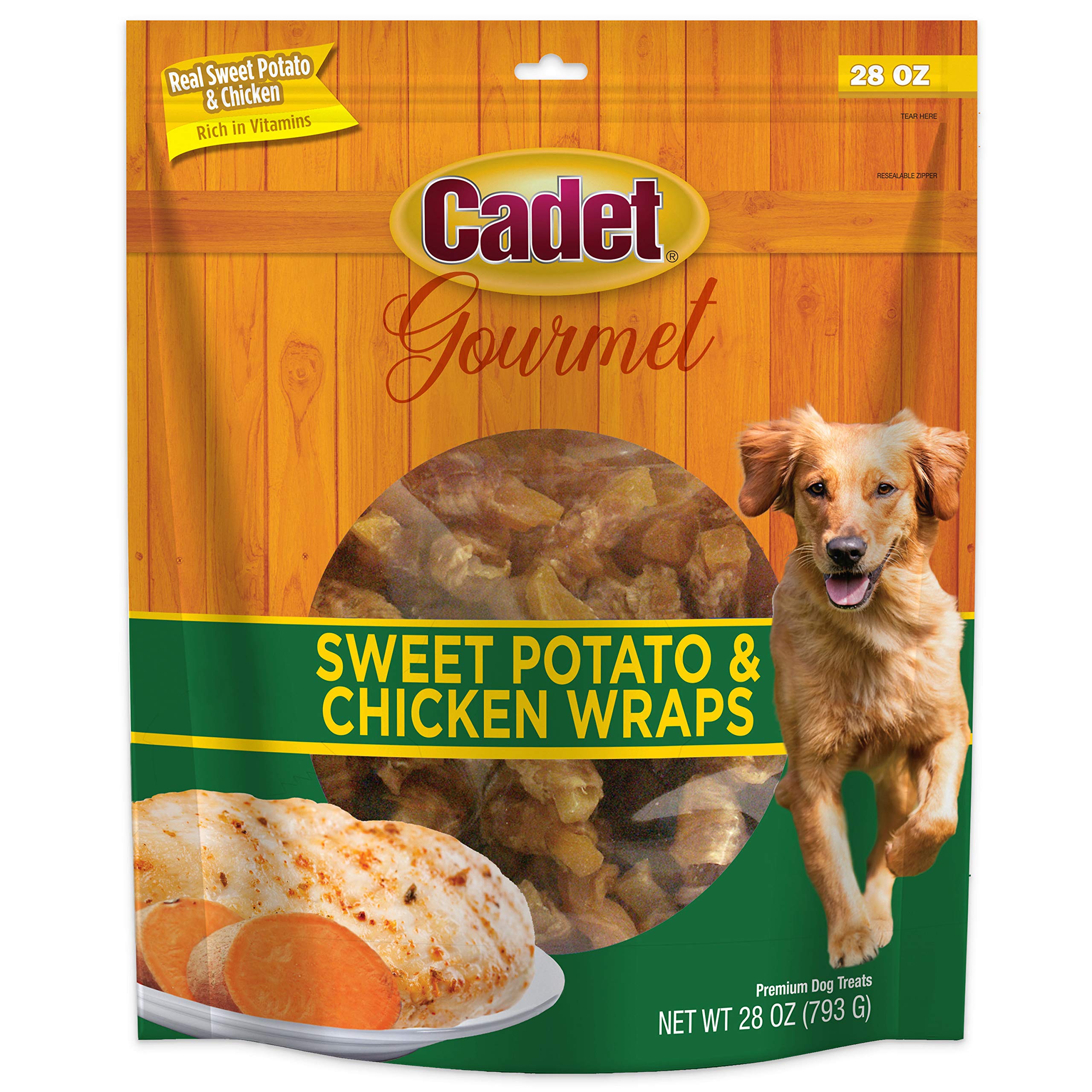 Cadet Gourmet Sweet Potato & Chicken Wraps Dog Treats - Healthy and Natural Chicken and Sweet Potato Dog Training Treats for Sma