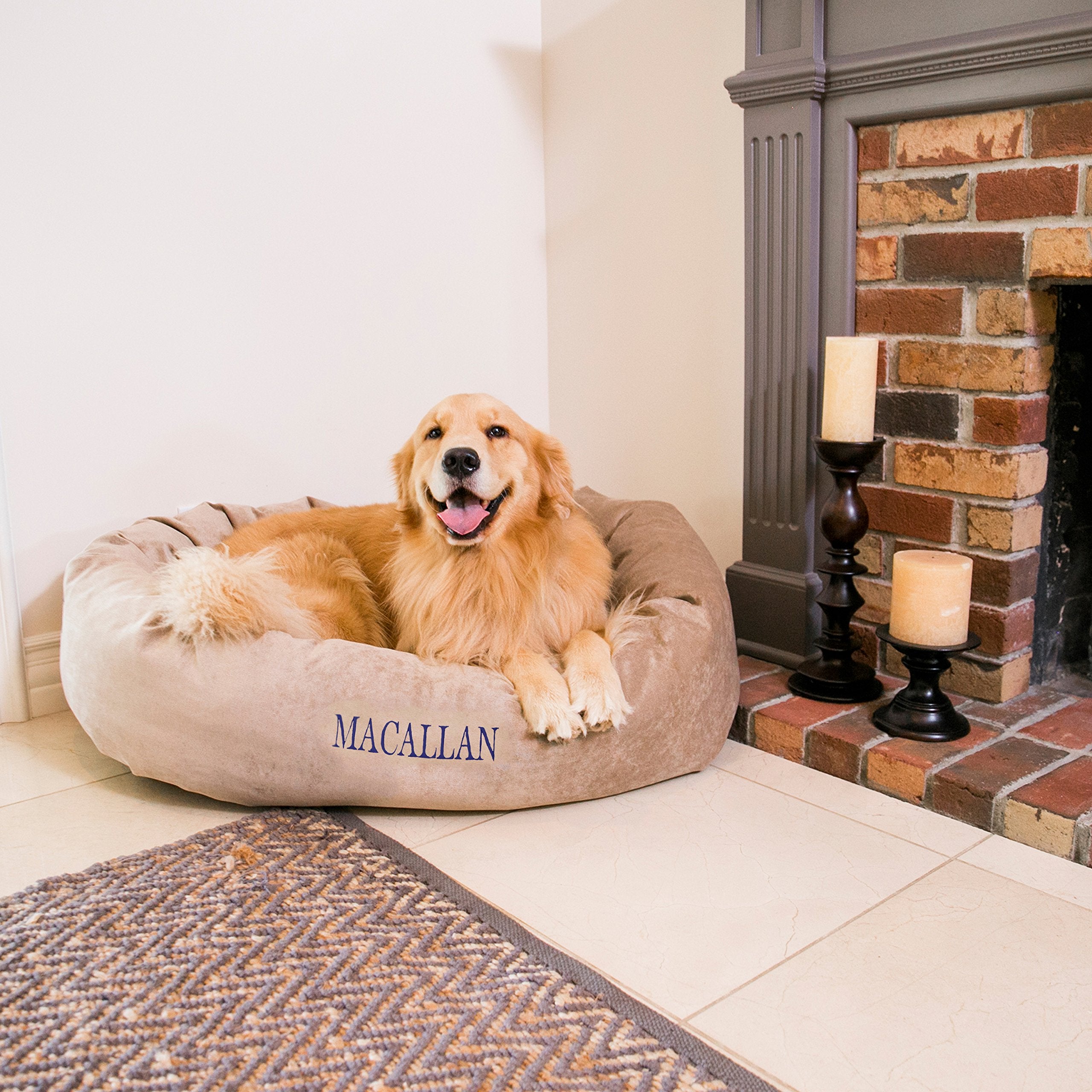 Majestic Pet Personalized Villa Shredded Memory Foam Mix Calming Dog Bed - Round Dog Bed With Spine Support, Fluffy Donut, 24 In