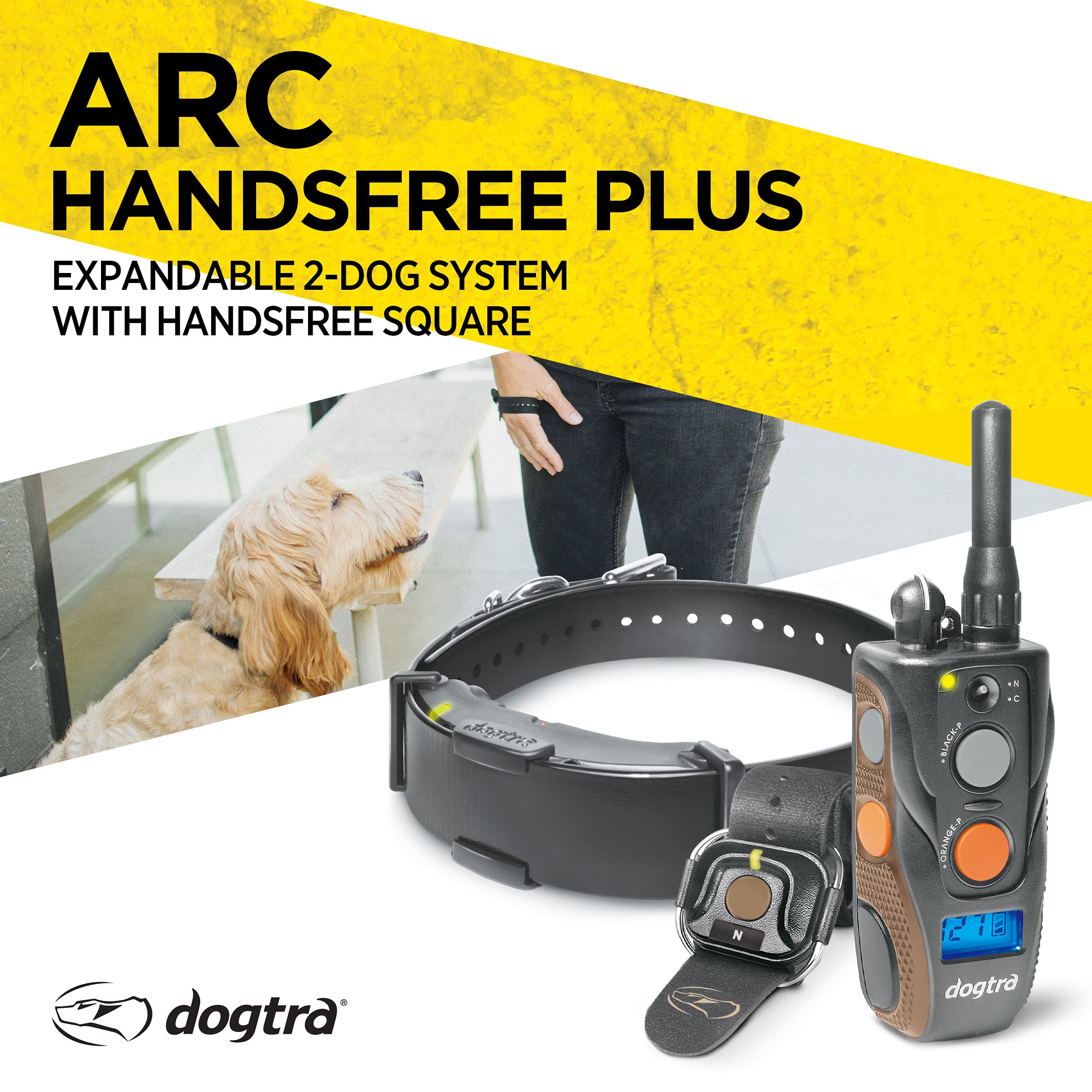Dogtra ARC HANDSFREE Plus 2-Dog Remote Training E-Collar, Rechargeable, Waterproof, 3/4-Mile Range, Clear, Ergonomic Design