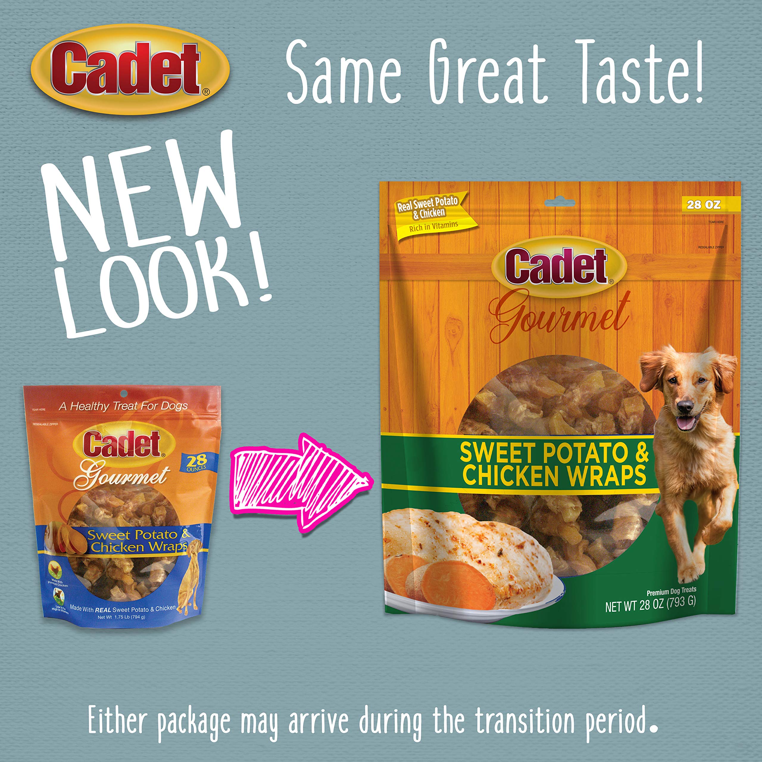 Cadet Gourmet Sweet Potato & Chicken Wraps Dog Treats - Healthy and Natural Chicken and Sweet Potato Dog Training Treats for Sma
