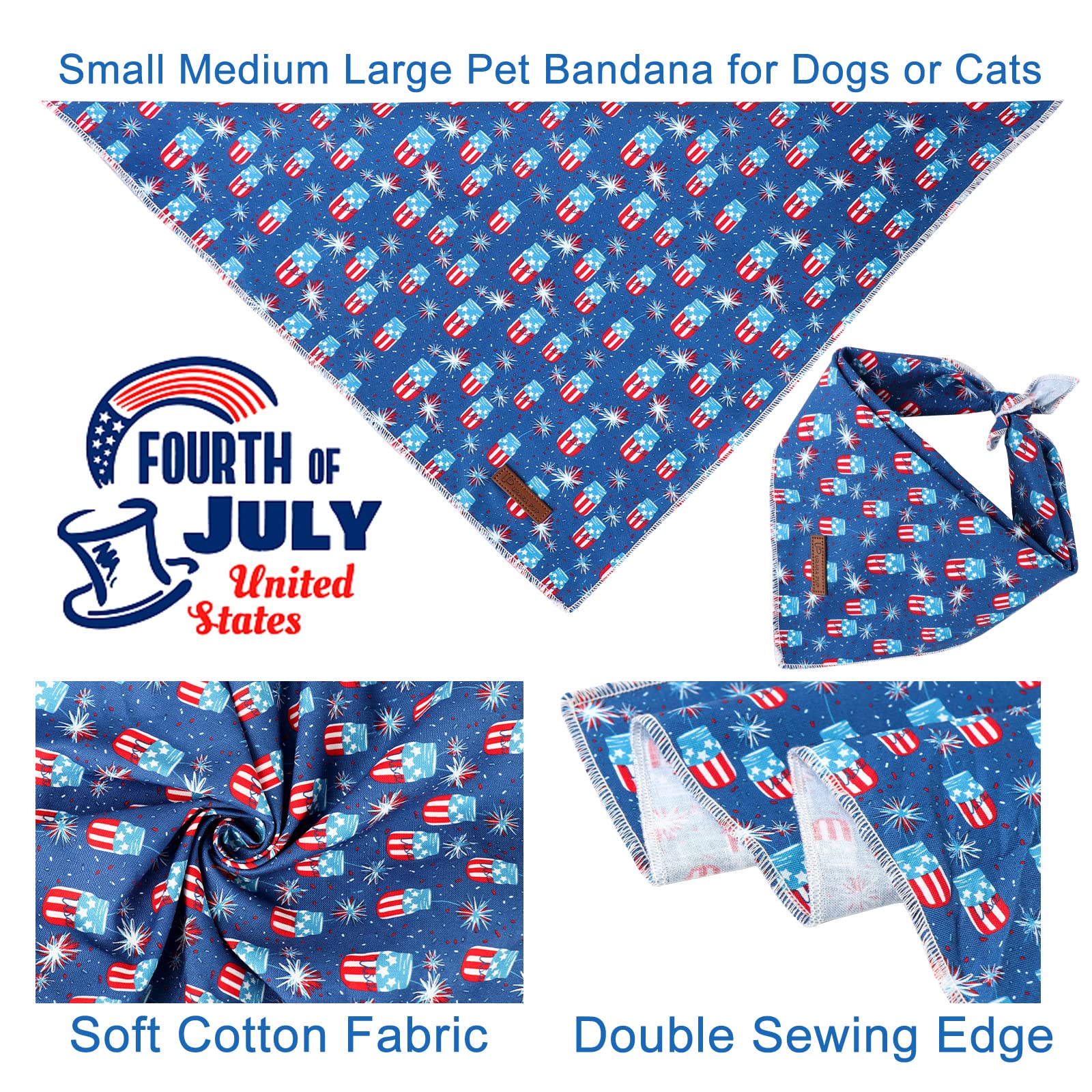 Up Urara Pup 4Th Of July Dog Bandana, Patriotic Bandana For Small Medium Dog, Cute Patriotic Puppy Bandana, Cotton American Flag