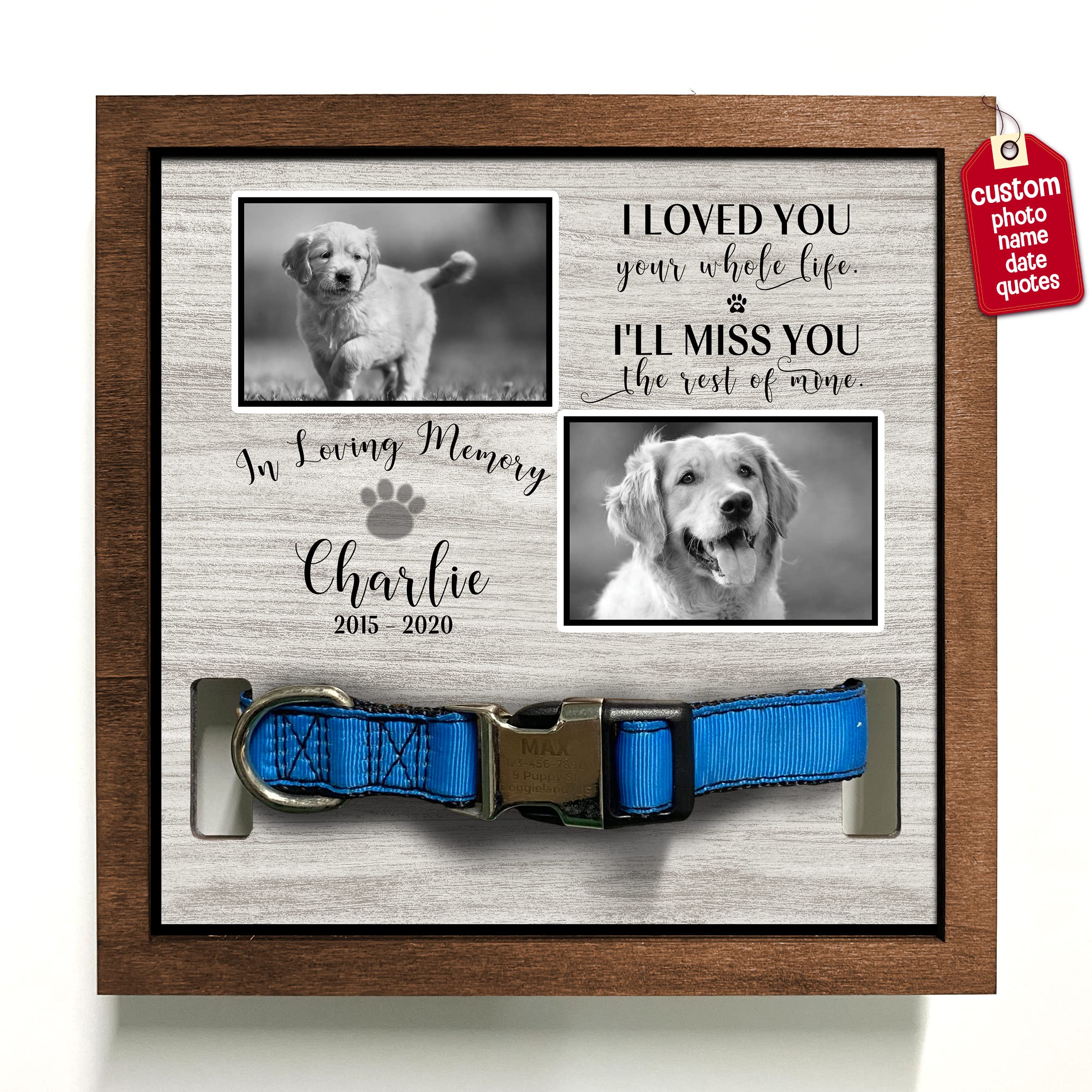 Bfigift Personalized Dog Memorial Picture Frame Remembrance Gifts For Loss Of Loved Pet Collar Plaque In Loving Memory Of Dog An