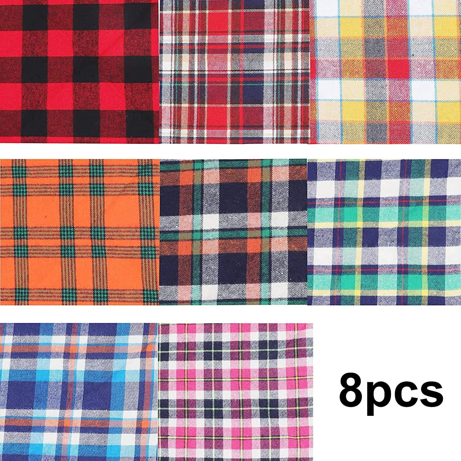 Vipith 8 Pack Triangle Dog Bandanas, Reversible Plaid Painting Bibs Scarf, Washable Christmas Dog Bandanas Dog Apparel & Accessories Kerchief Set