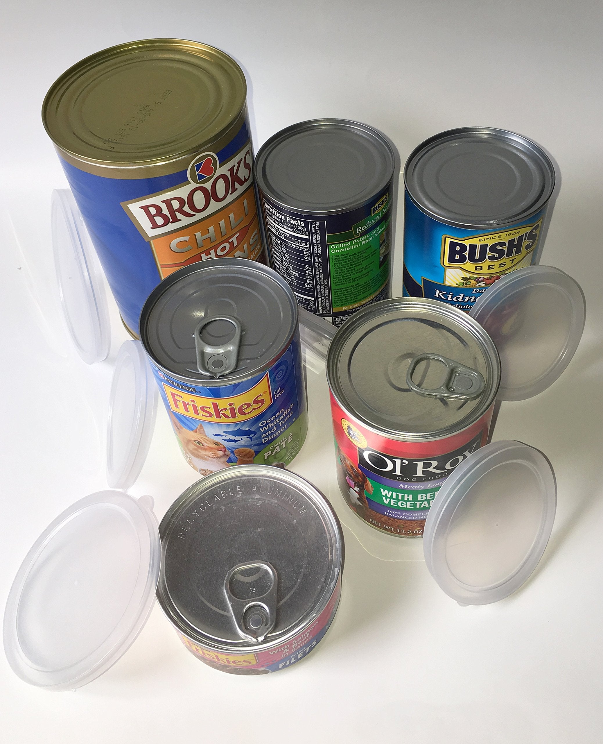 12pc BPA-Free ALAZCO Can Covers - 2 Large 2 Medium 8 small Plastic Tight Seal Lids For Canned Goods or Pet Dog Cat Food Food Sav