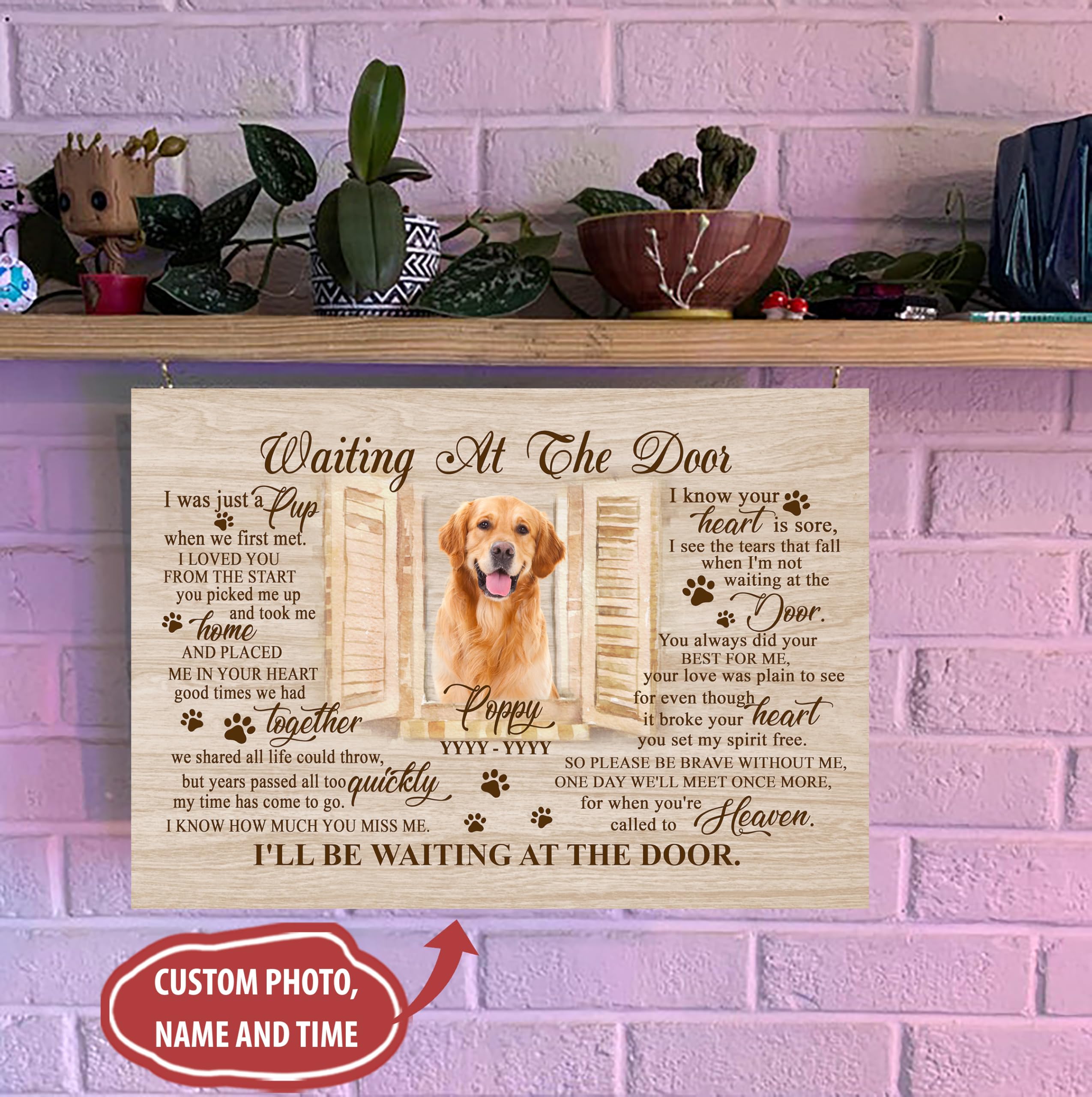 Personalized Dog Memorial Canvas Waiting At The Door Sympathy Gift For Loss Of Dog Remembrance Gift For Pet Owners Jcd784 (24X16