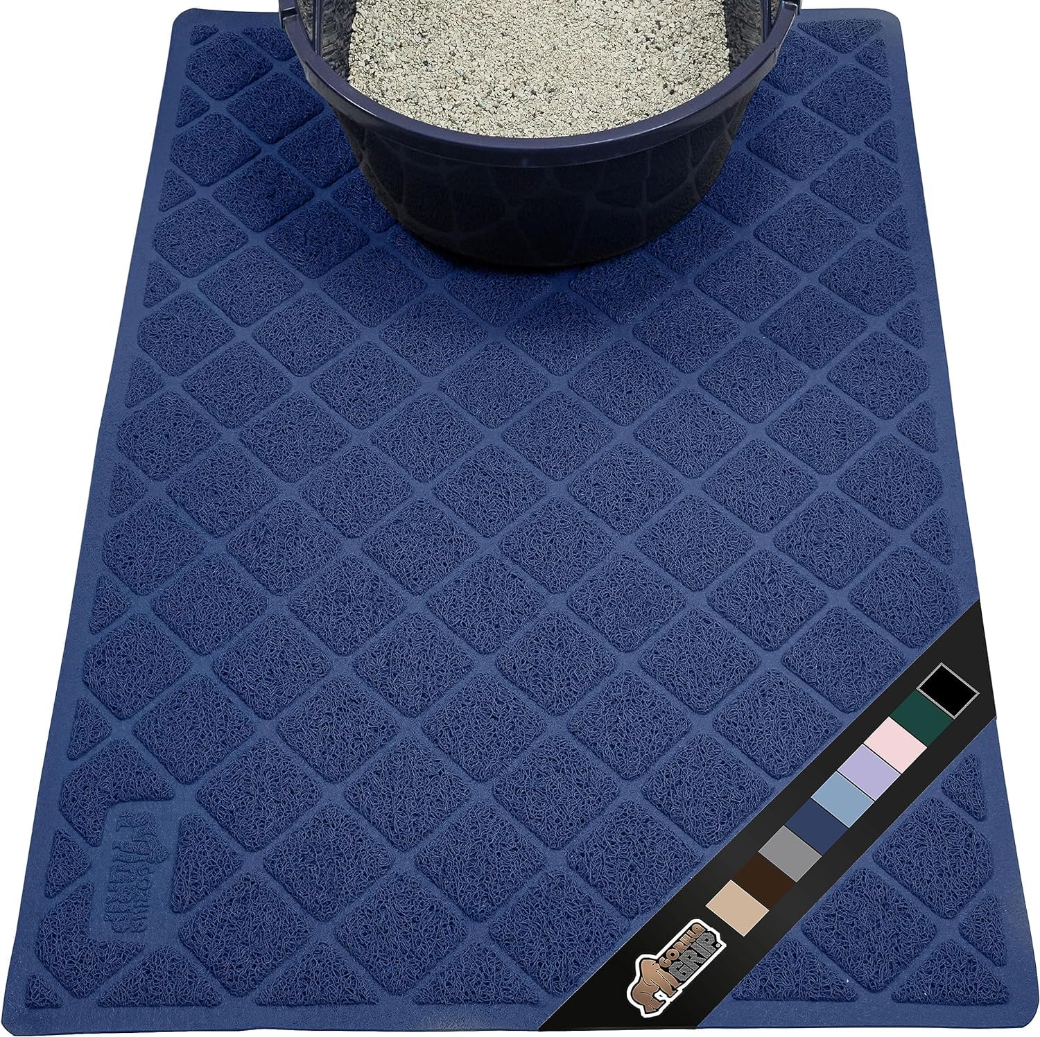 The Original Gorilla Grip Water Resistant Cat Litter Box Trapping Mat 47x35, Easy Clean, Textured Backing, Traps Mess for Cleane