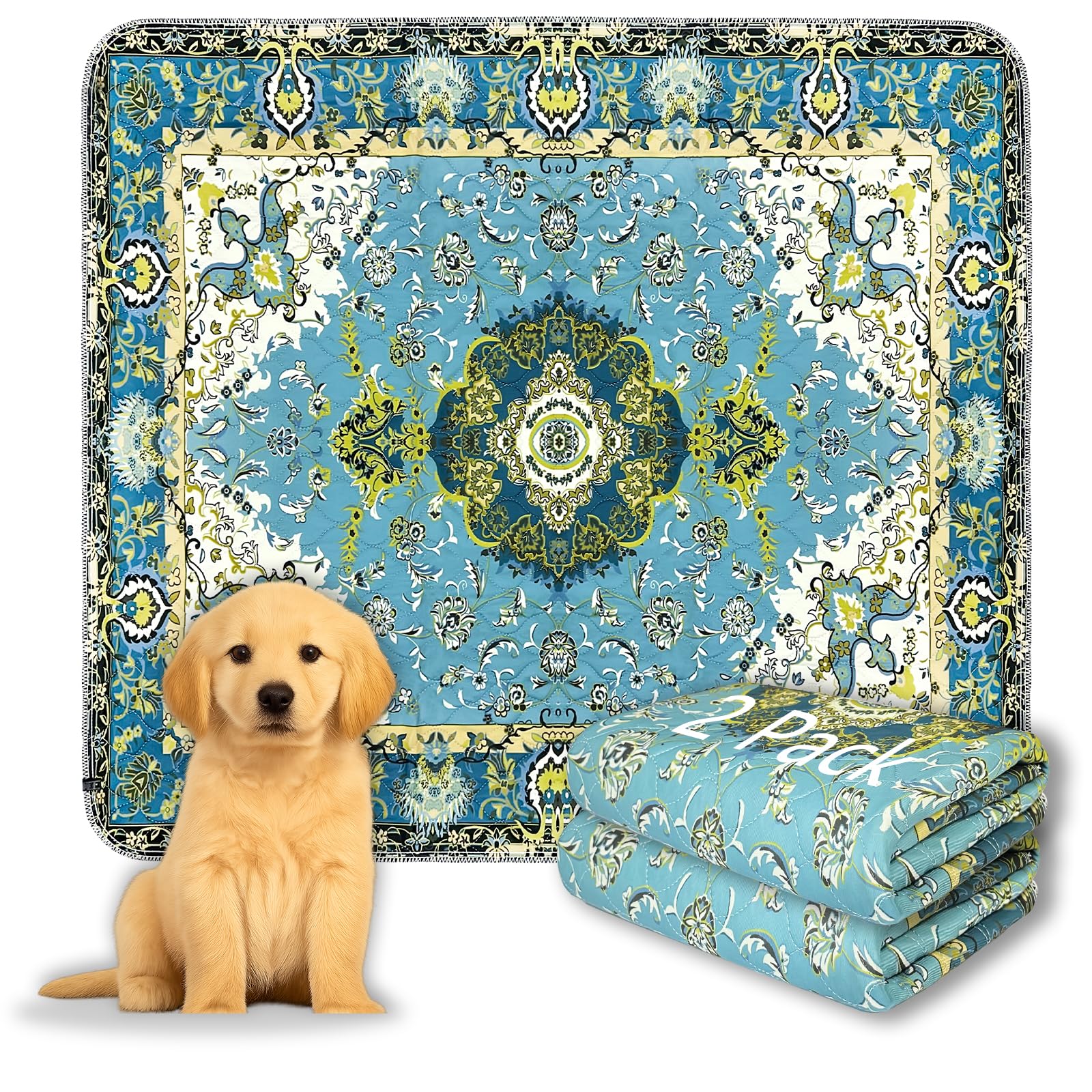 Washable Pee Pads For Dogs, 18' X 24' Reusable Puppy Pads 2 Pack Waterproof Non-Slip With Fast Absorbent, For Training Travel 