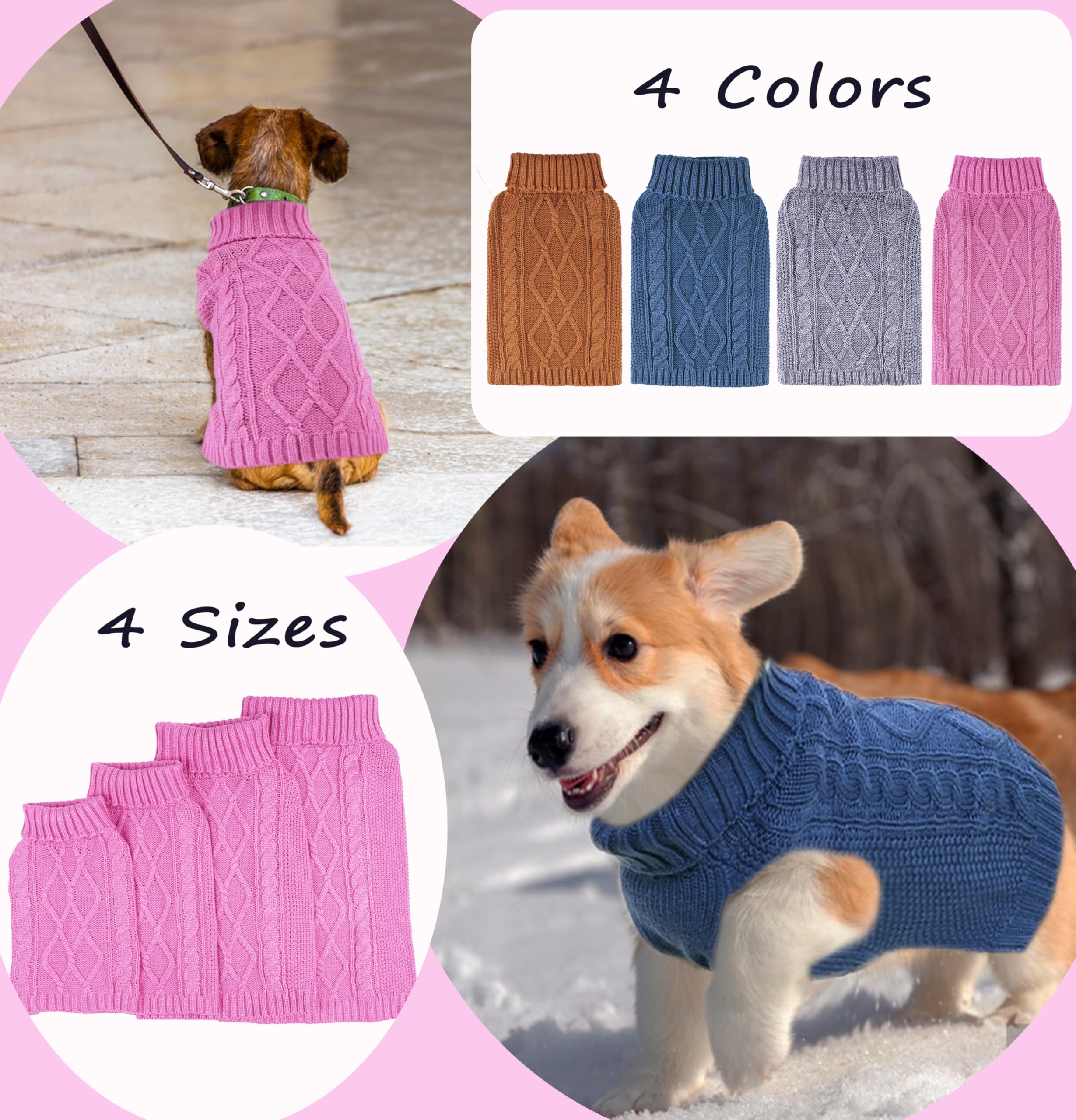 Dog Sweaters for Small Dogs Dog Fall Sweater Dog Clothes for Chihuahua Winter Pet Clothes Thick Warm Puppy Sweater Turtleneck Do