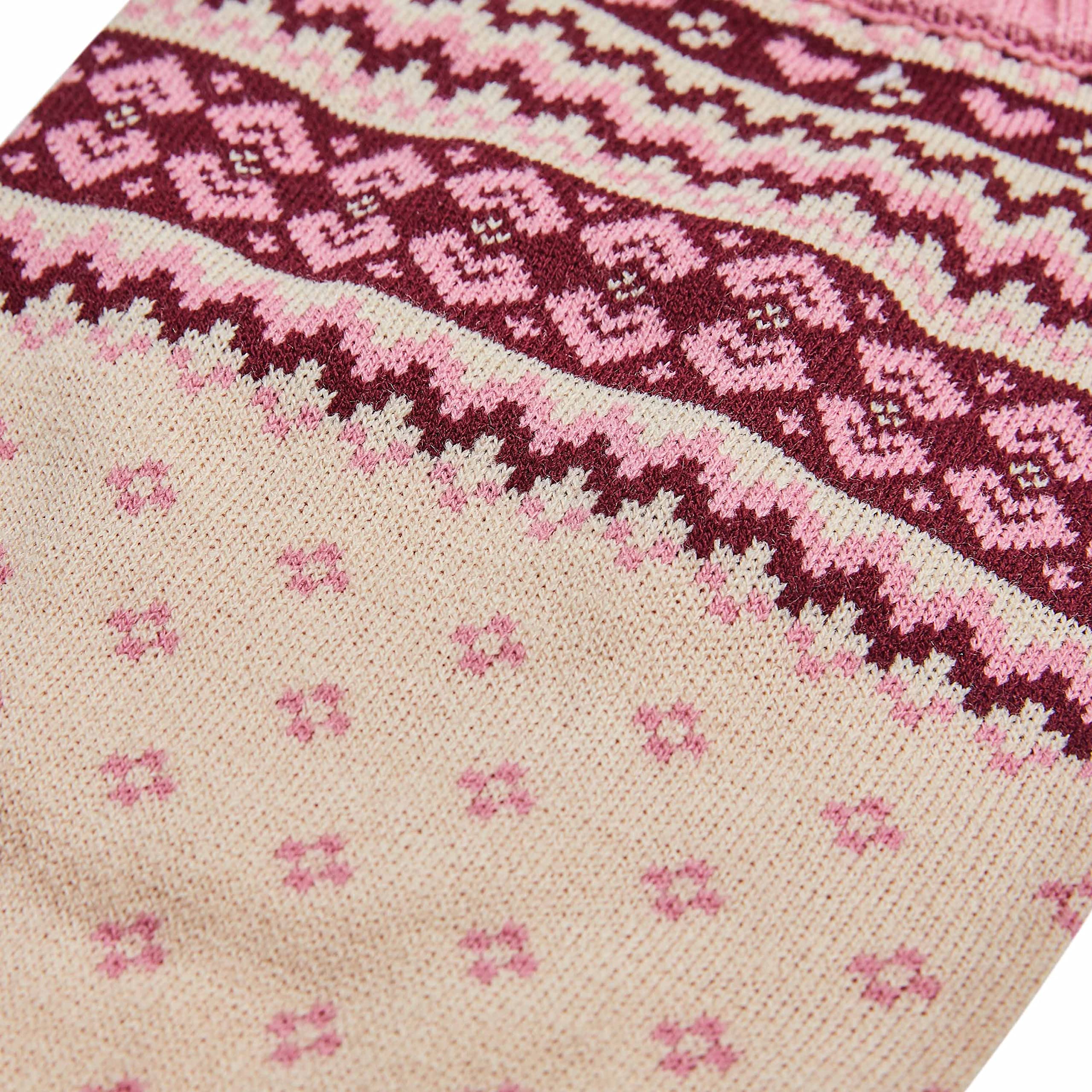 Blueberry Pet Heart Designer Chic Turtleneck Fair Isle Fall Winter Pullover Dog Sweater In Pink, Back Length 22', Warm Clothes For Large Dogs