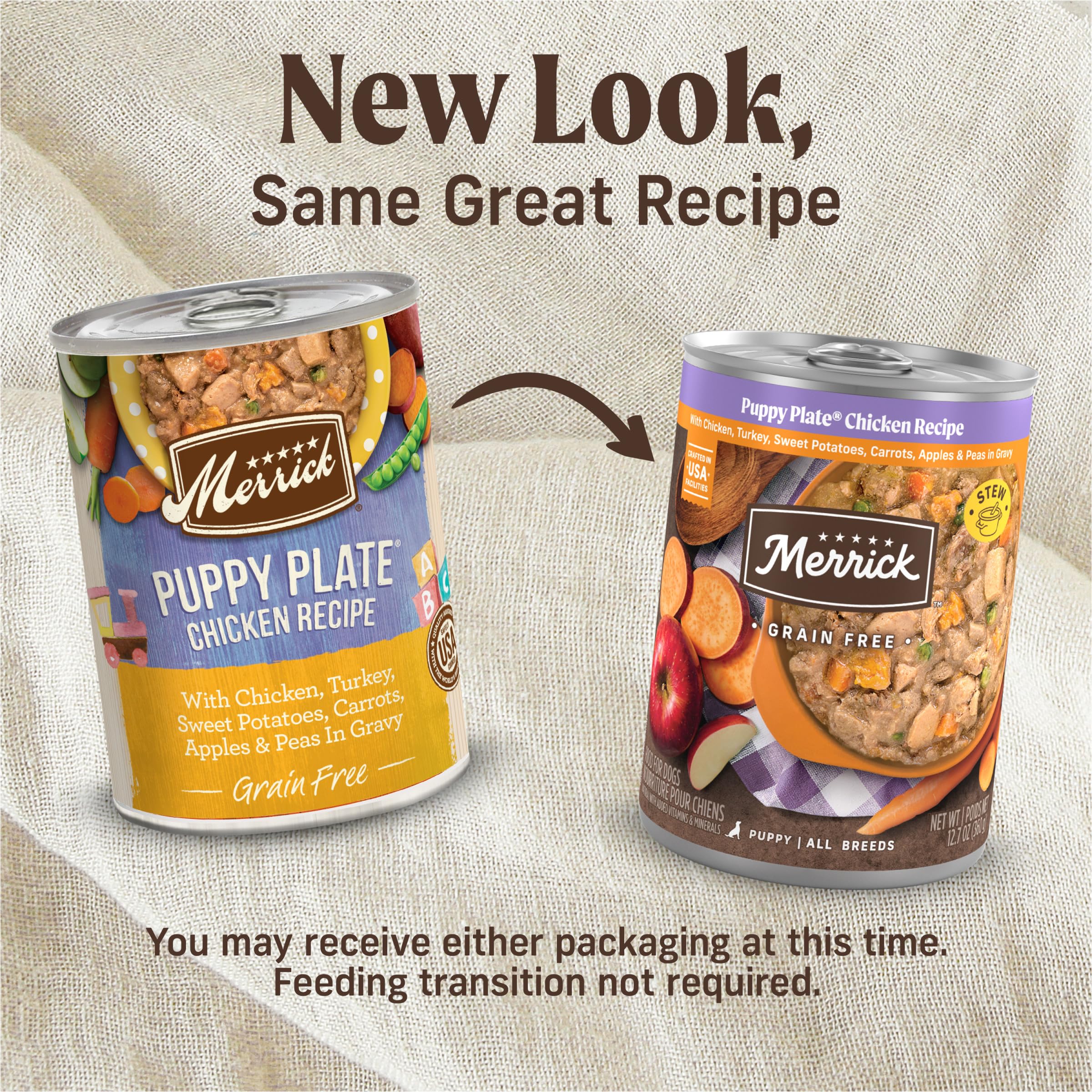 Merrick Grain Free Wet Puppy Food, Chicken Recipe, 12.7 oz (Pack of 12), Gluten Free Canned Dog Food
