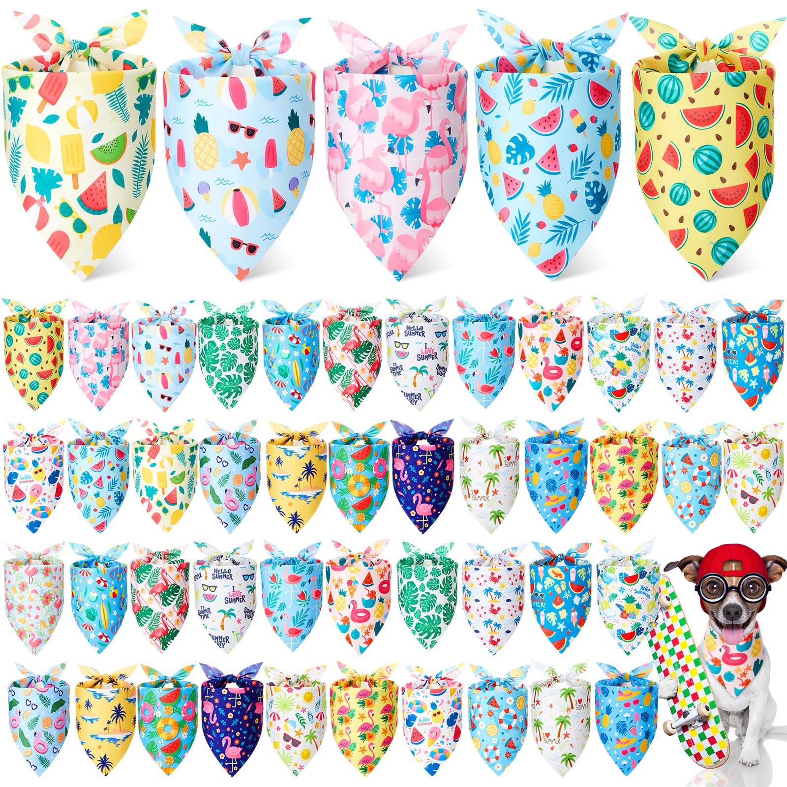 Sweetude 50 Pieces Dog Bandanas Bulk Triangle Dog Scarf Kerchief Bandanas Set For Pet Costume Accessories(31.5 X 21.7 X 21.7 Inc