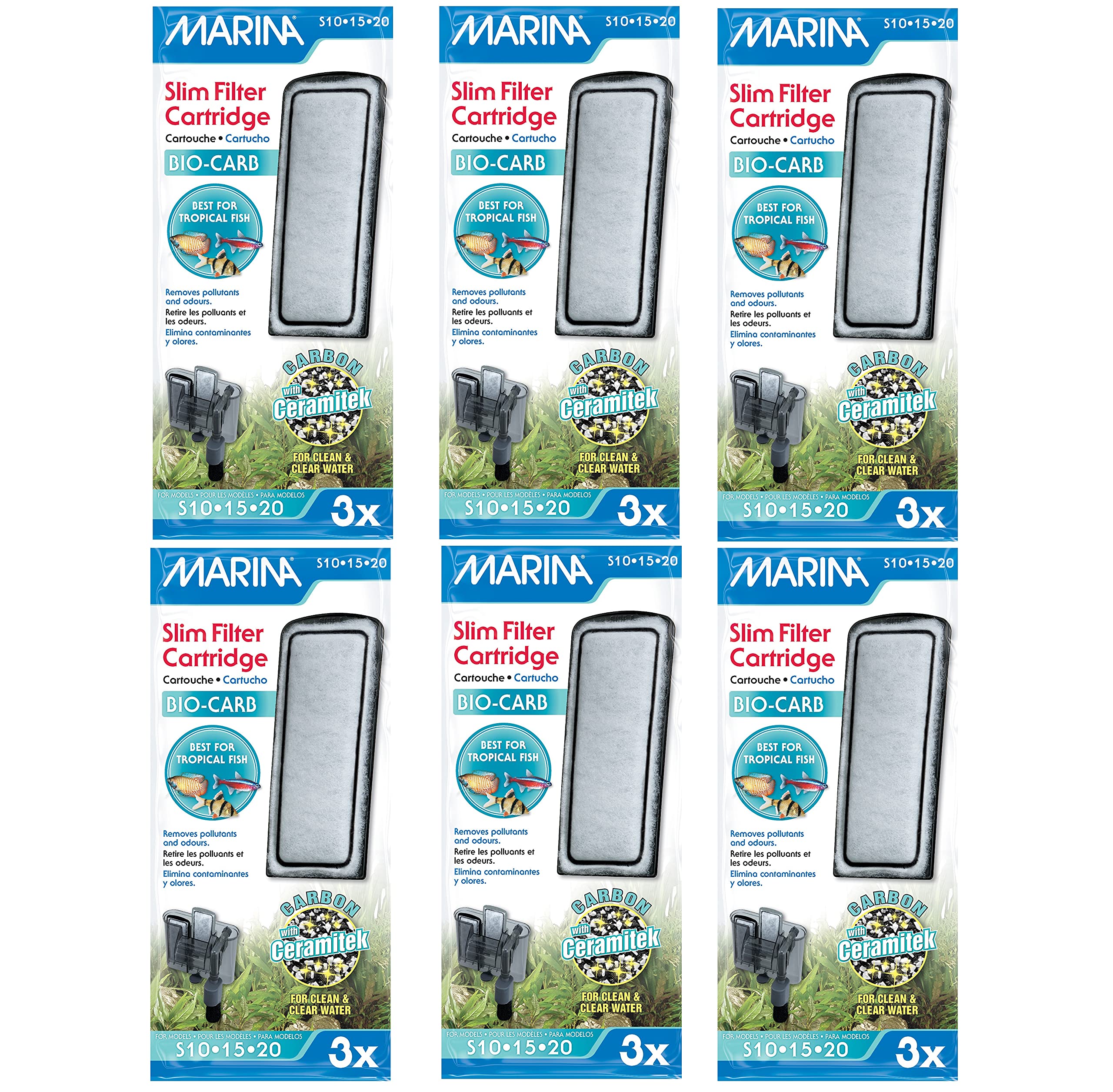 Marina Slim Filter Carbon Plus Ceramic Cartridge, 18-Count