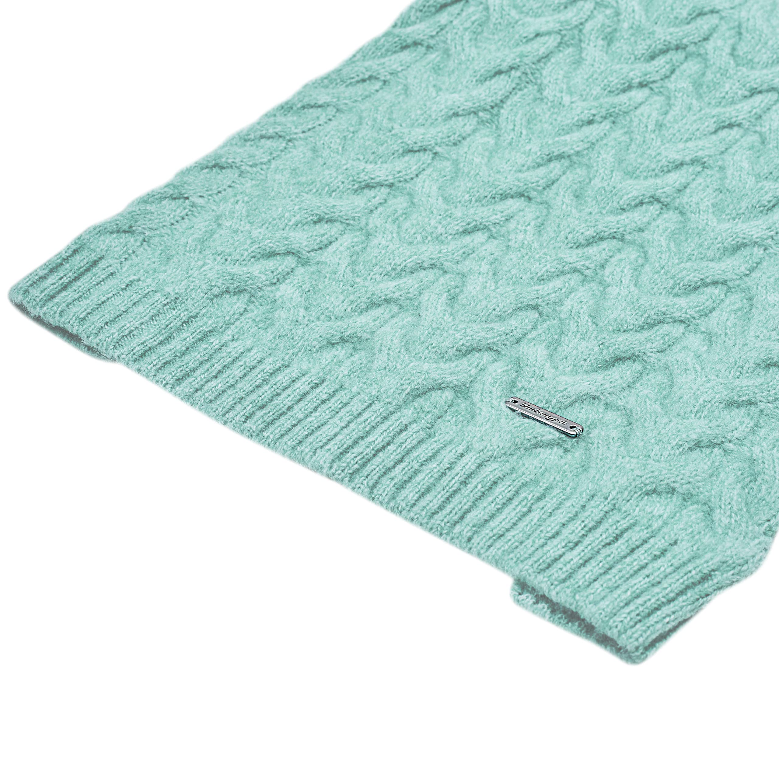Blueberry Pet 2023 New Classic Fuzzy Textured Knit Pullover Turtle-Neck Dog Sweater In Heathered Jade, Back Length 16'', Pack Of