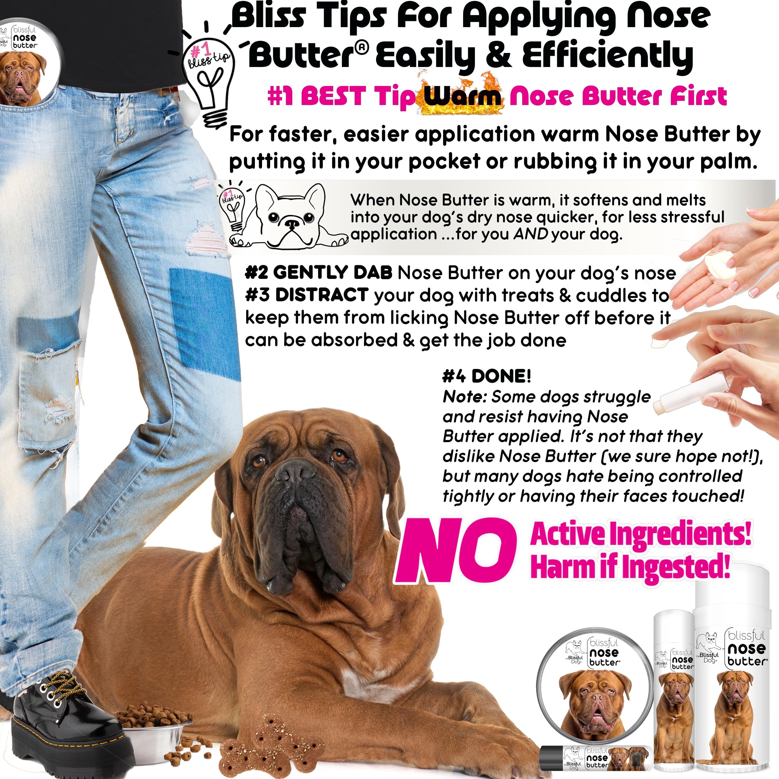 The Blissful Dog Dogue De Bordeaux Nose Butter, Versatile Dog Nose Balm for Dry Nose, Handcrafted Nose Moisturizer, Easy-to-Appl