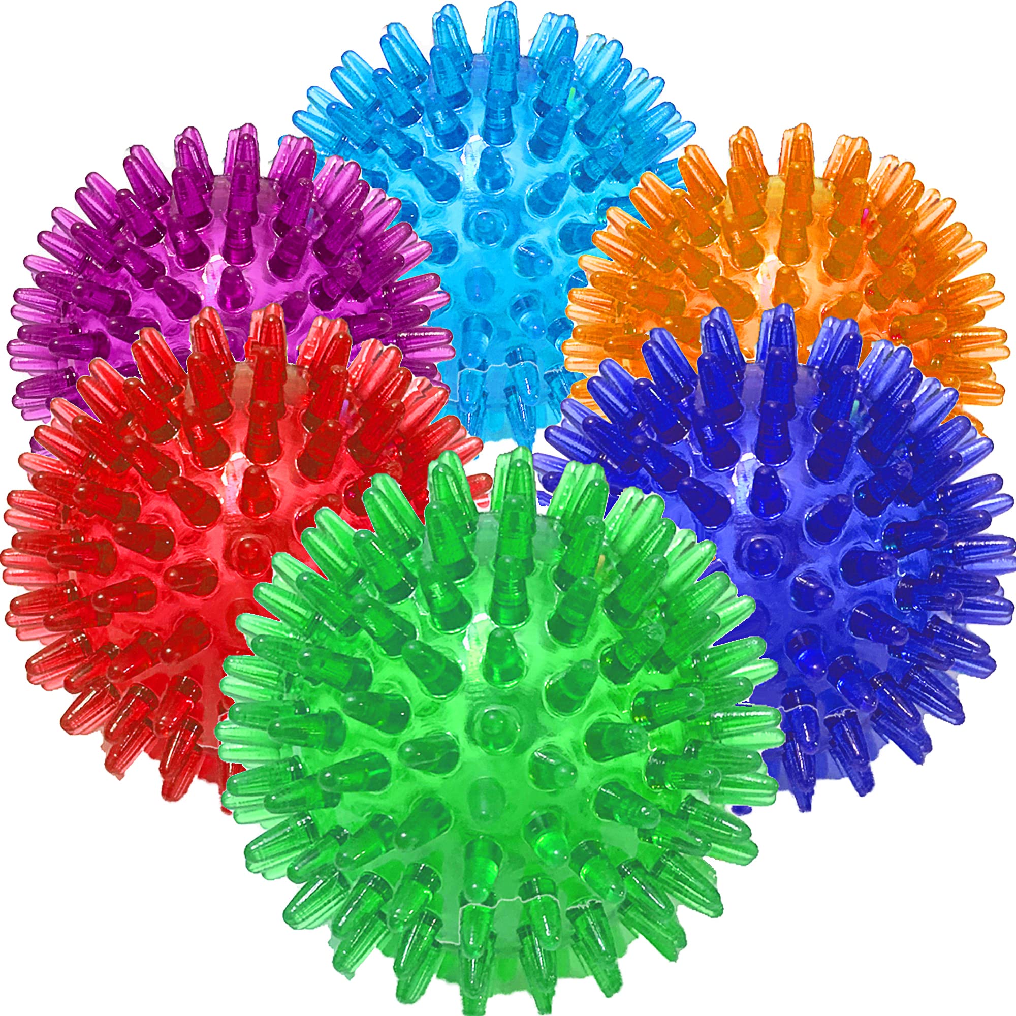 6 PACK - Dog Squeaky Toys 2.6'' Value Set Non-Toxic Dog Squeaky Balls Toss Fetch Toys for Dogs TPR Rubber Puppy Toys Spikey Dog 