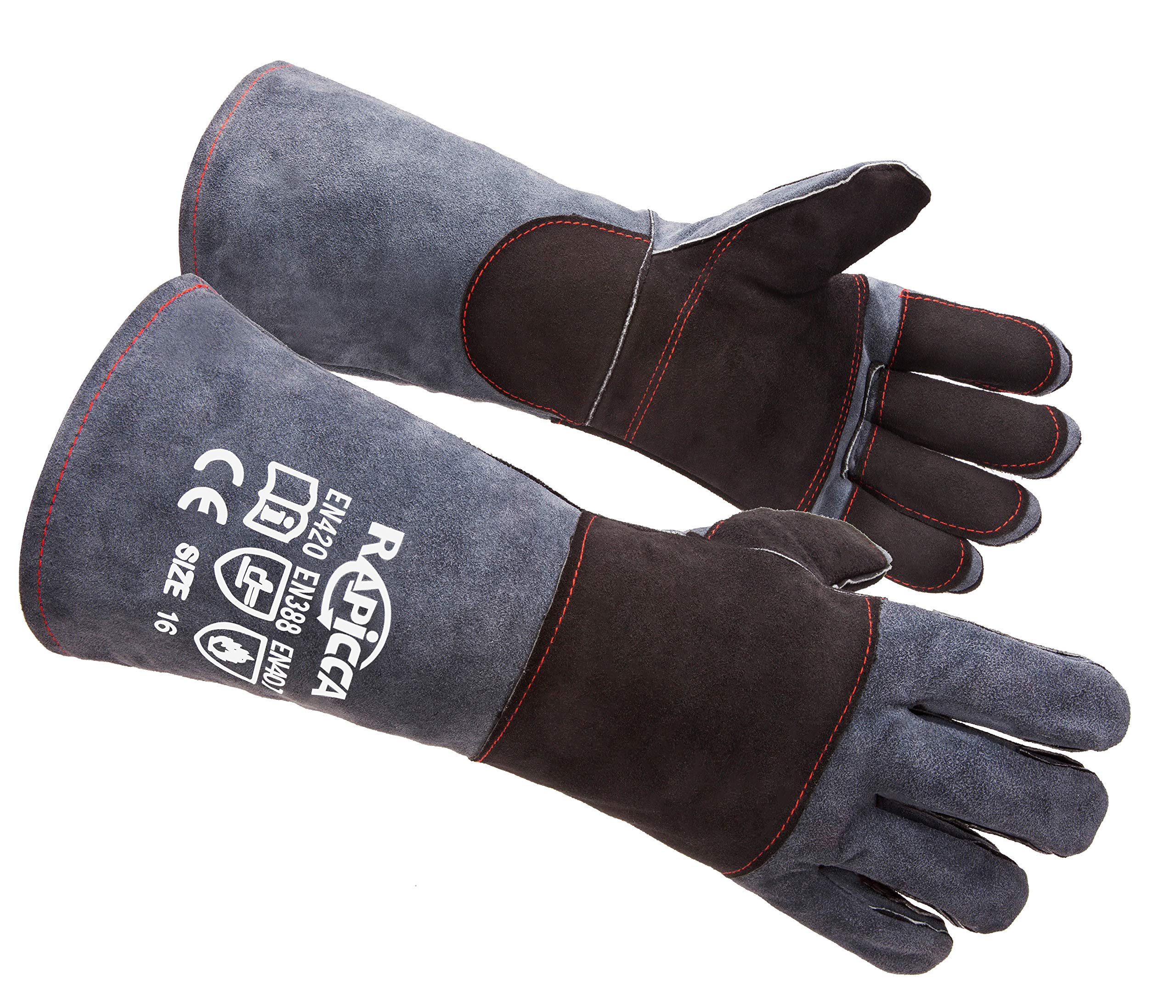 RAPICCA Animal Handling Gloves Bite Proof Double Leather Reinforced Padding Dog,Cat Scratch,Bird Handling Falconry Gloves Grabbi