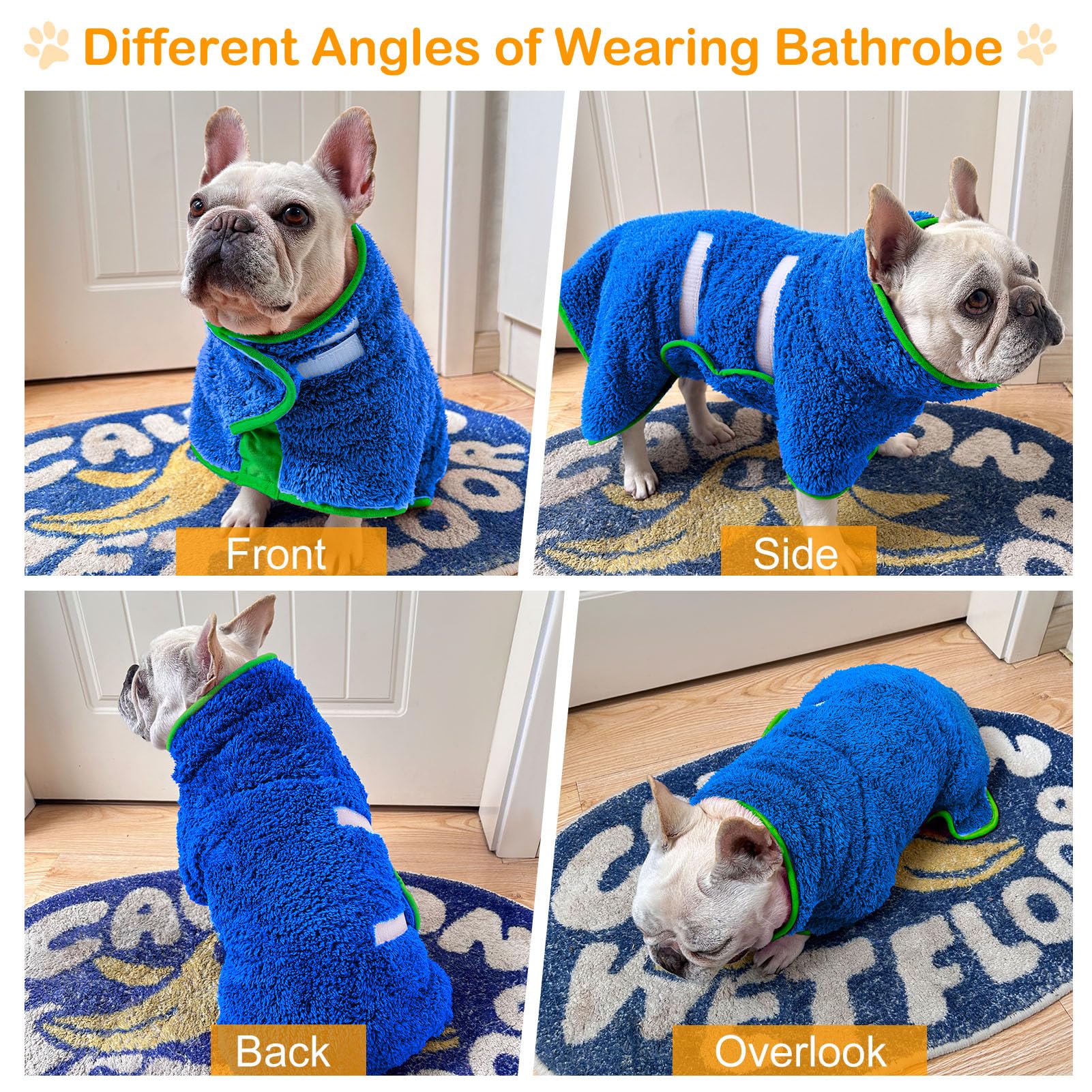 Super Soft Dog Robe - Quick Drying Towel For Dogs, Adjustable After Bath, Large, Robe And Towel In One