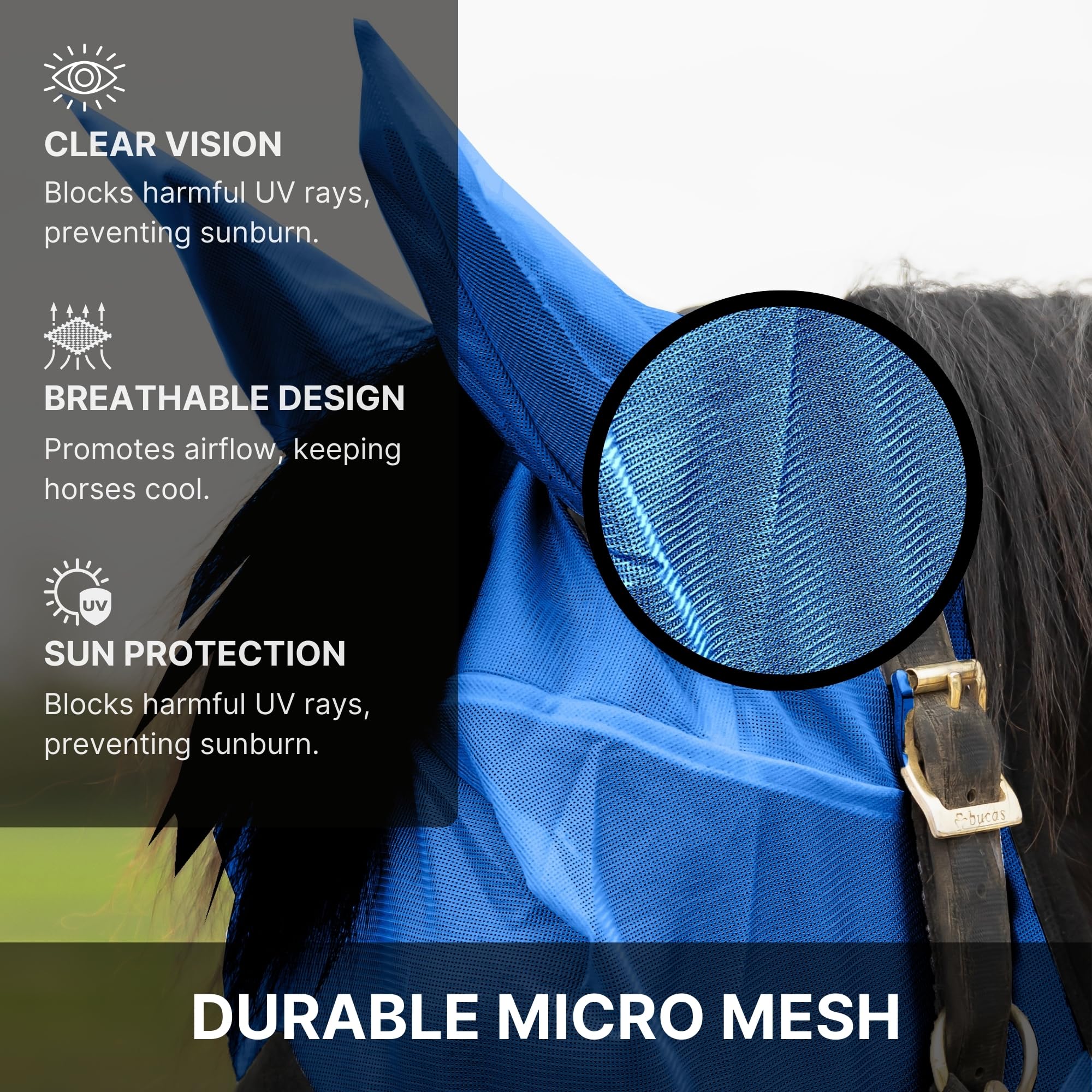 RESISTANCE Premium Horse Fly Mask with Ears and Fine Mesh - Ultimate Insect Defense - UV Fly Mask for Horses - Secure Fit and Ma