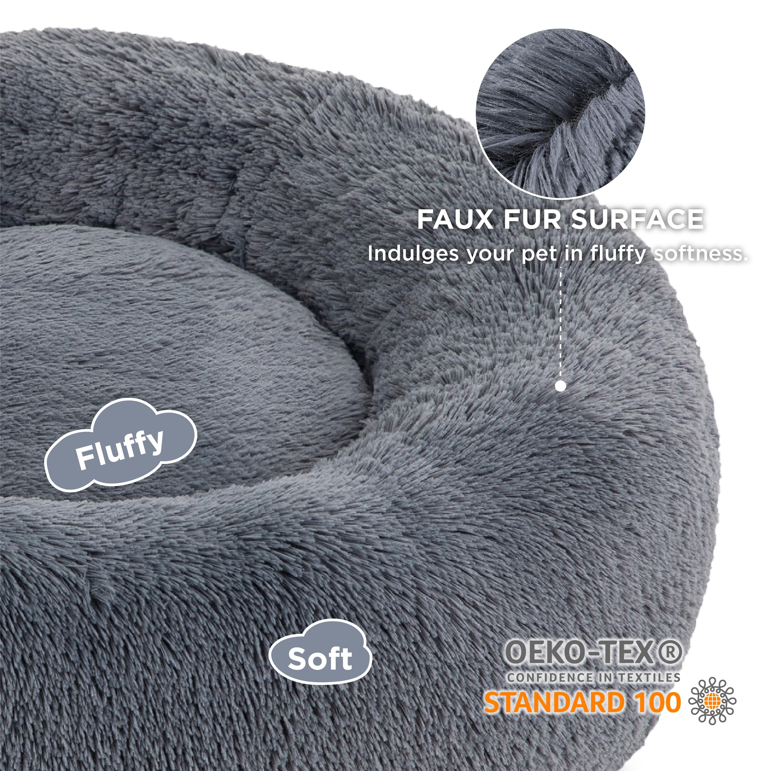Bedsure Calming Dog Bed For Extra Large Dogs - Donut Washable Large Pet Bed, 45 Inches Anti-Slip Round Fluffy Plush Faux Fur Dog