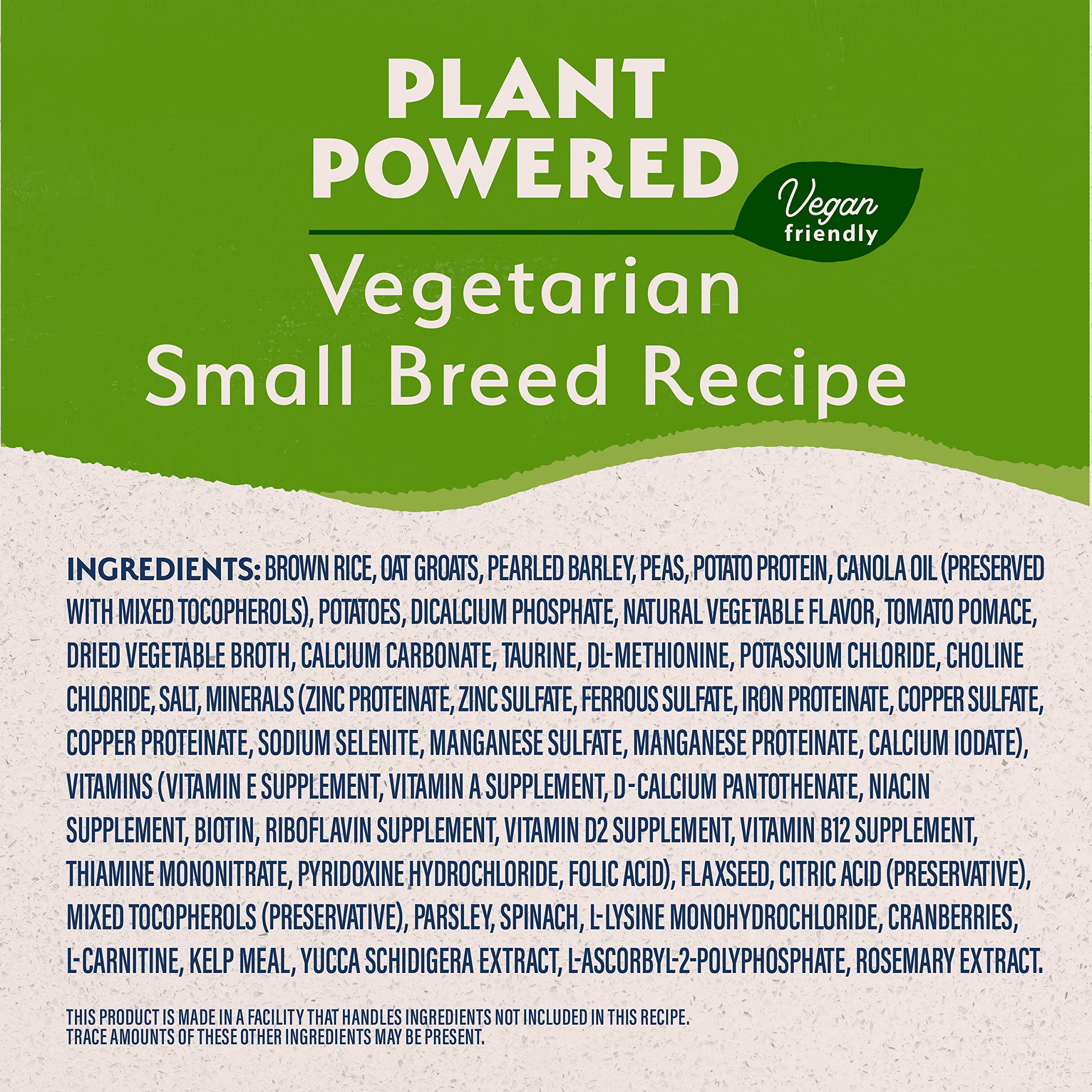 Natural Balance Limited Ingredient Small Breed Adult Dry Dog Food with Vegan Plant Based Protein and Healthy Grains, Vegetarian
