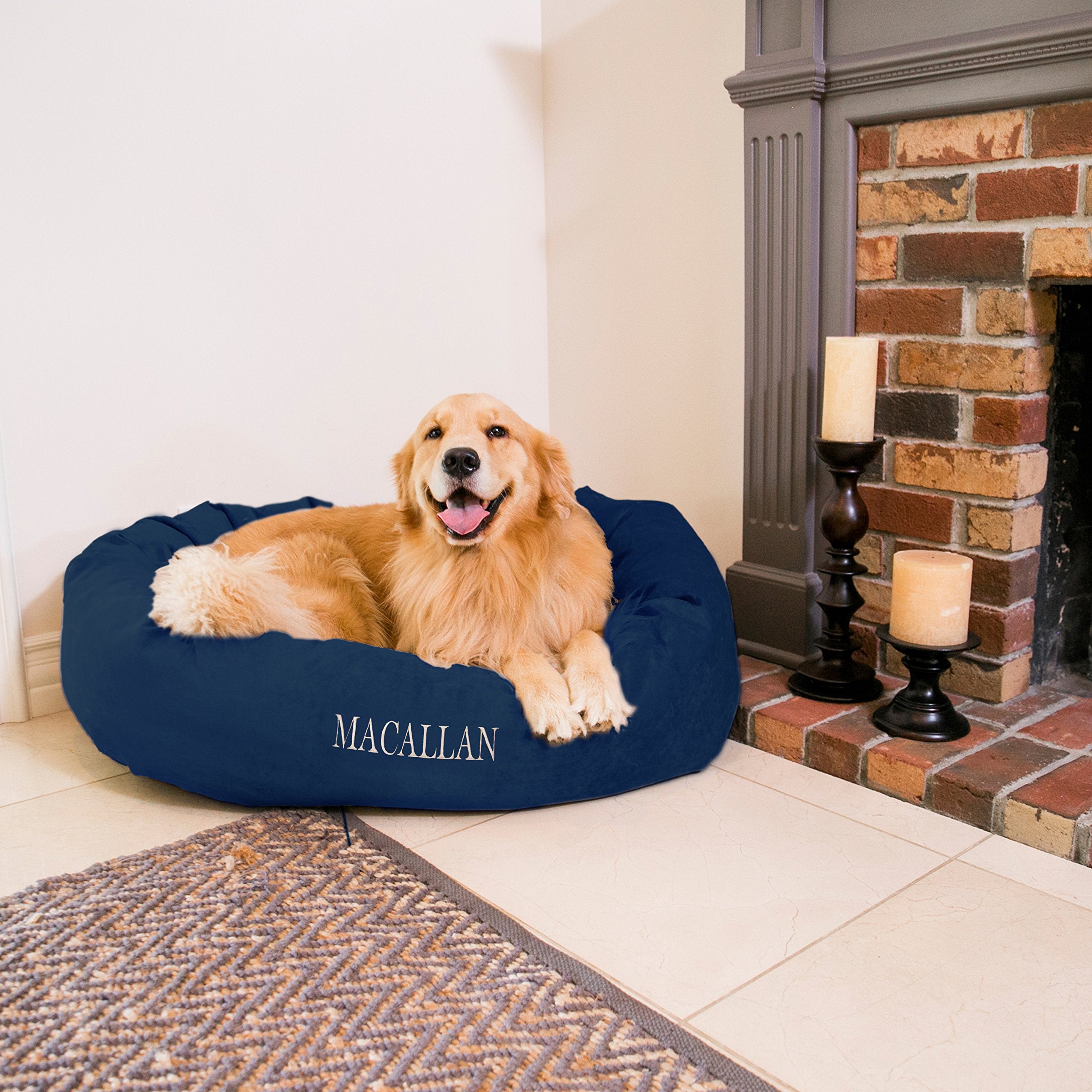 Majestic Pet Personalized Villa Memory Foam Mix Calming Dog Bed - Washable Soft Round Dog Bed With Spine Support - Fluffy Donut,