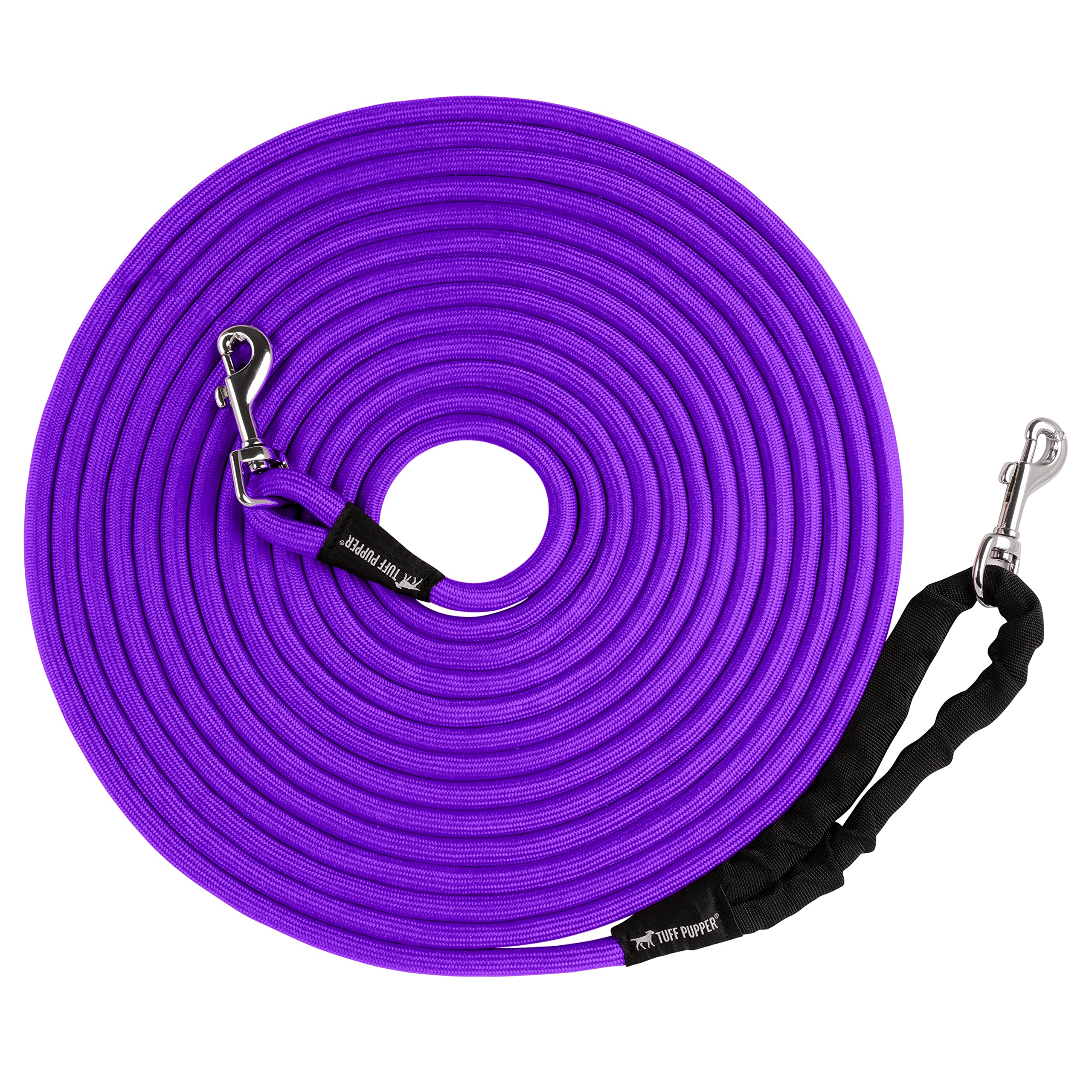 Tuff Pupper Heavy Duty 30 Foot Long Rope Leash For Dogs | Dog Recall Training Lead | High Visibility Strong Climbing Rope Leash 