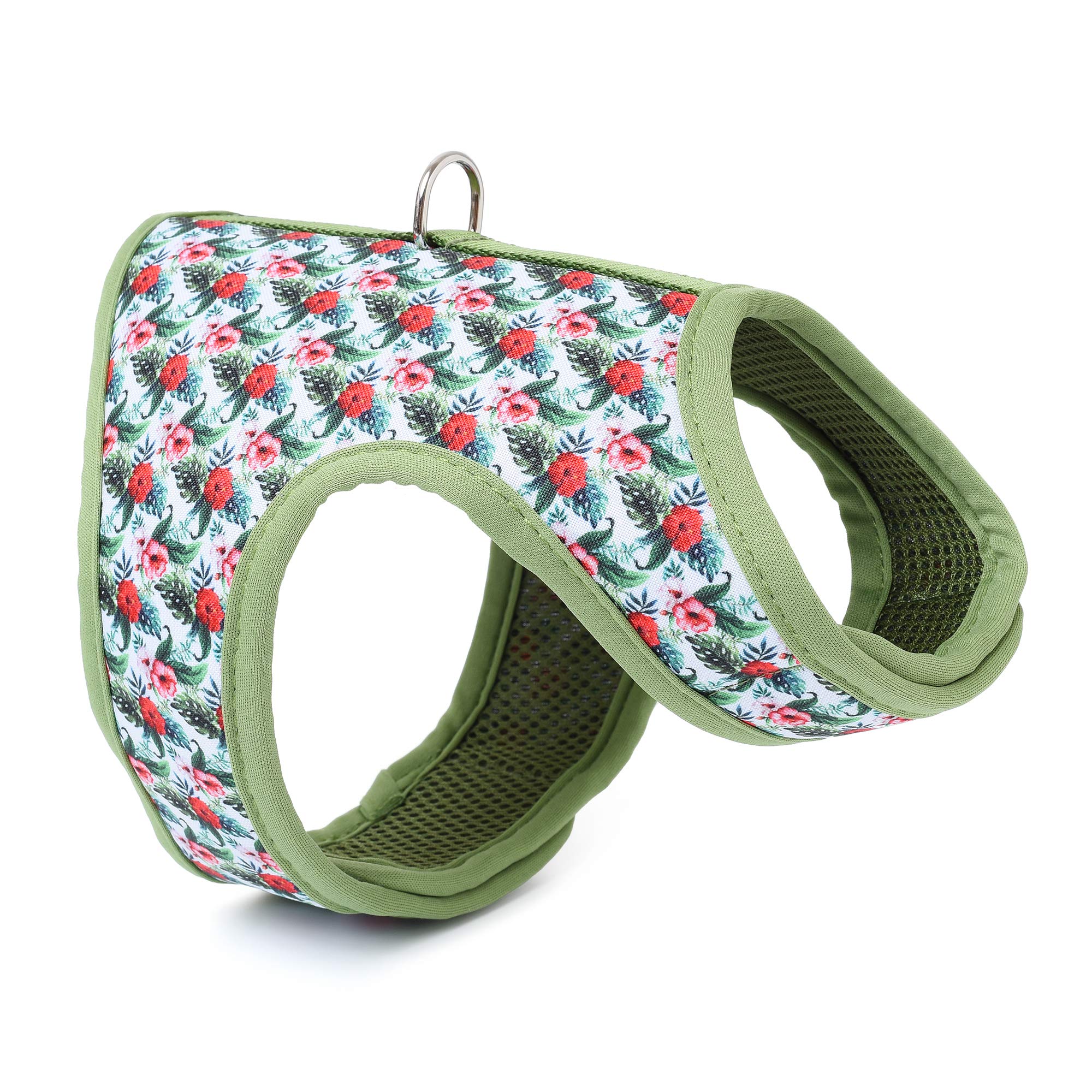 Mile High Life | Easy Get On Air Mesh Vest Harness | Spring Floral Collection | Adjustable Easy Closures Both Neck And Chest |20 Lbs Small Dogs & Cats | Wild Rose | Xs Chest Size (14'-16')