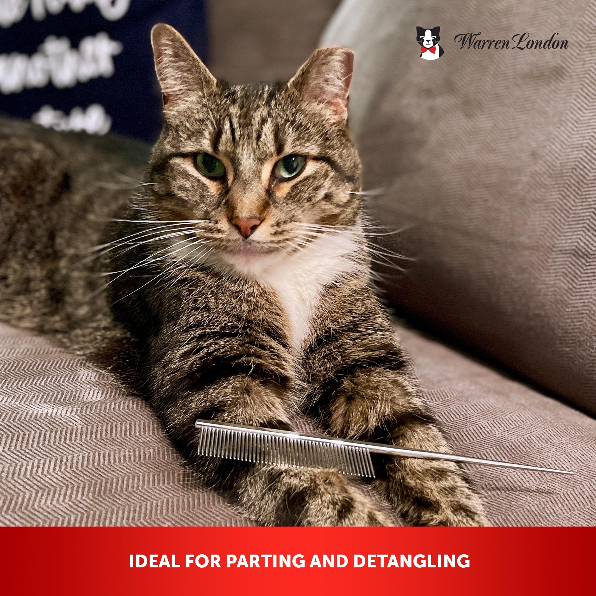 Warren London Precision Tail Comb Made With Copper | 7 Inches | Rounded Tips Prevent Irritation | Finishing And Fluffing Comb Fo