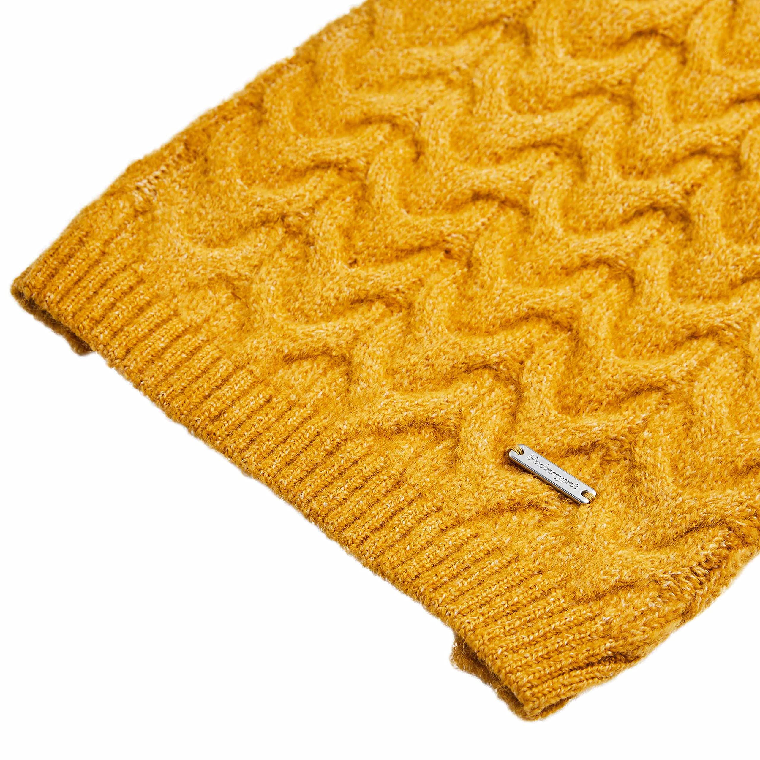 Blueberry Pet Classic Fuzzy Textured Knit Pullover Turtle-Neck Dog Sweater In Mustard Yellow, Back Length 16', Pack Of 1 Clothes For Dogs
