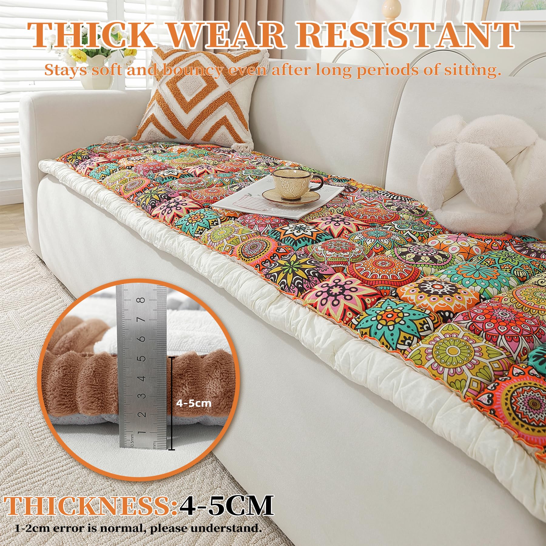 Ostepdecor Cotton Couch Cover, Non Slip Sofa Covers Washable, Dog Couch Covers For Sofa, Couch Protector For Dogs Soft Fuzzy Dog