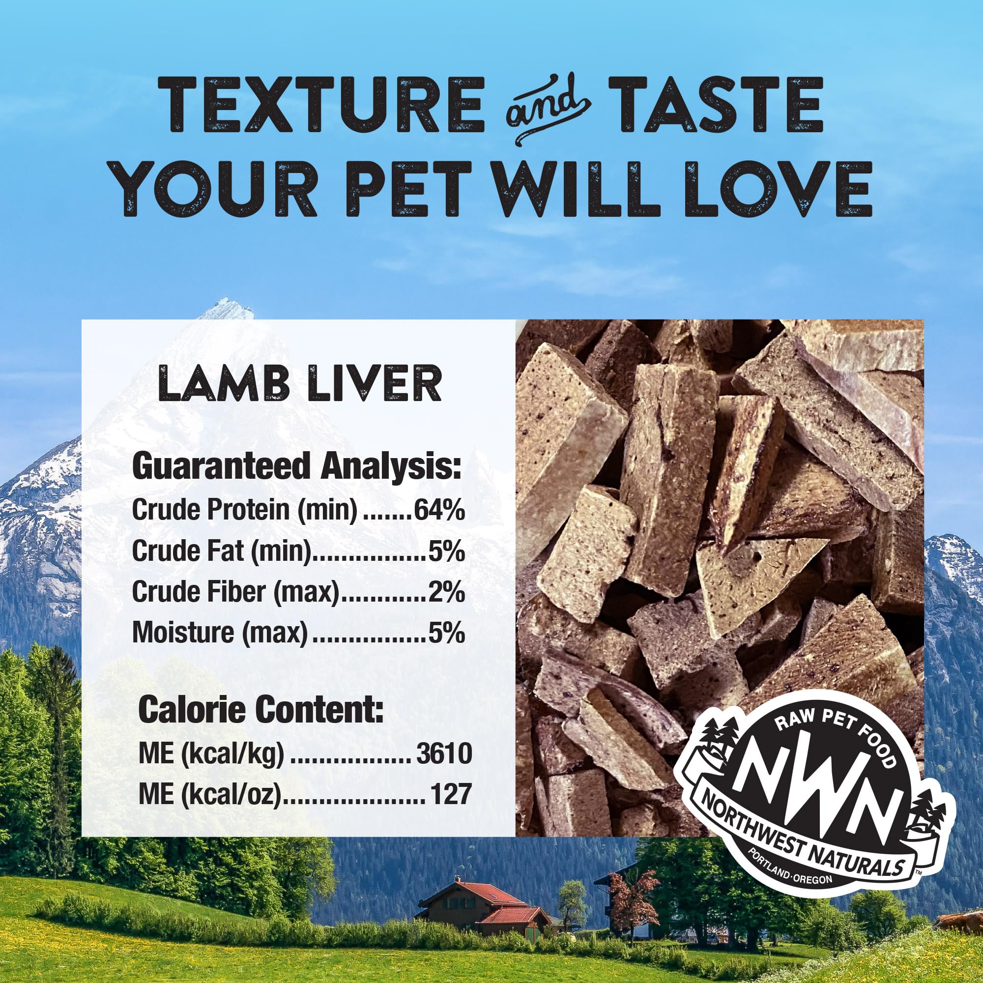 Northwest Naturals Freeze-Dried Lamb Liver Treats for Dogs & Cats - Healthy, All Natural, 3 Oz