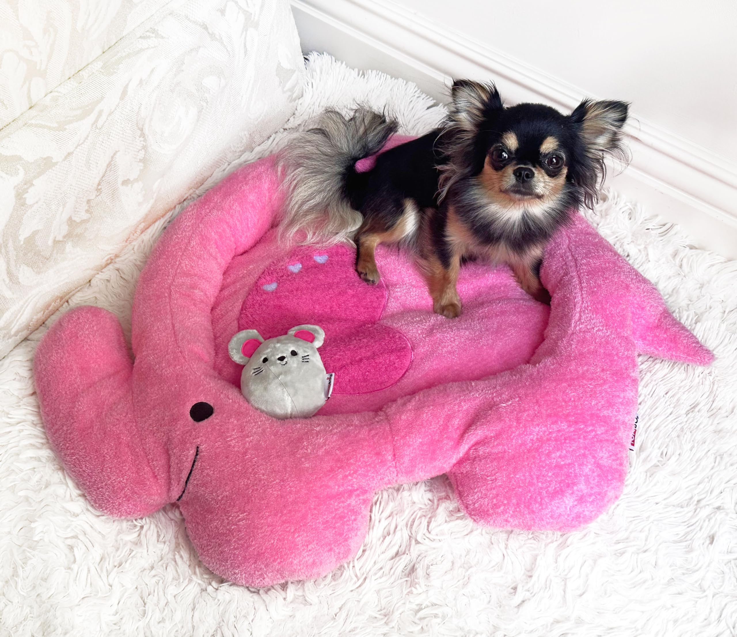 Tonbo Soft Plush Small Cute And Cozy Nature Dog Cat Bed, Washer And Dryer Friendly (Elephant)