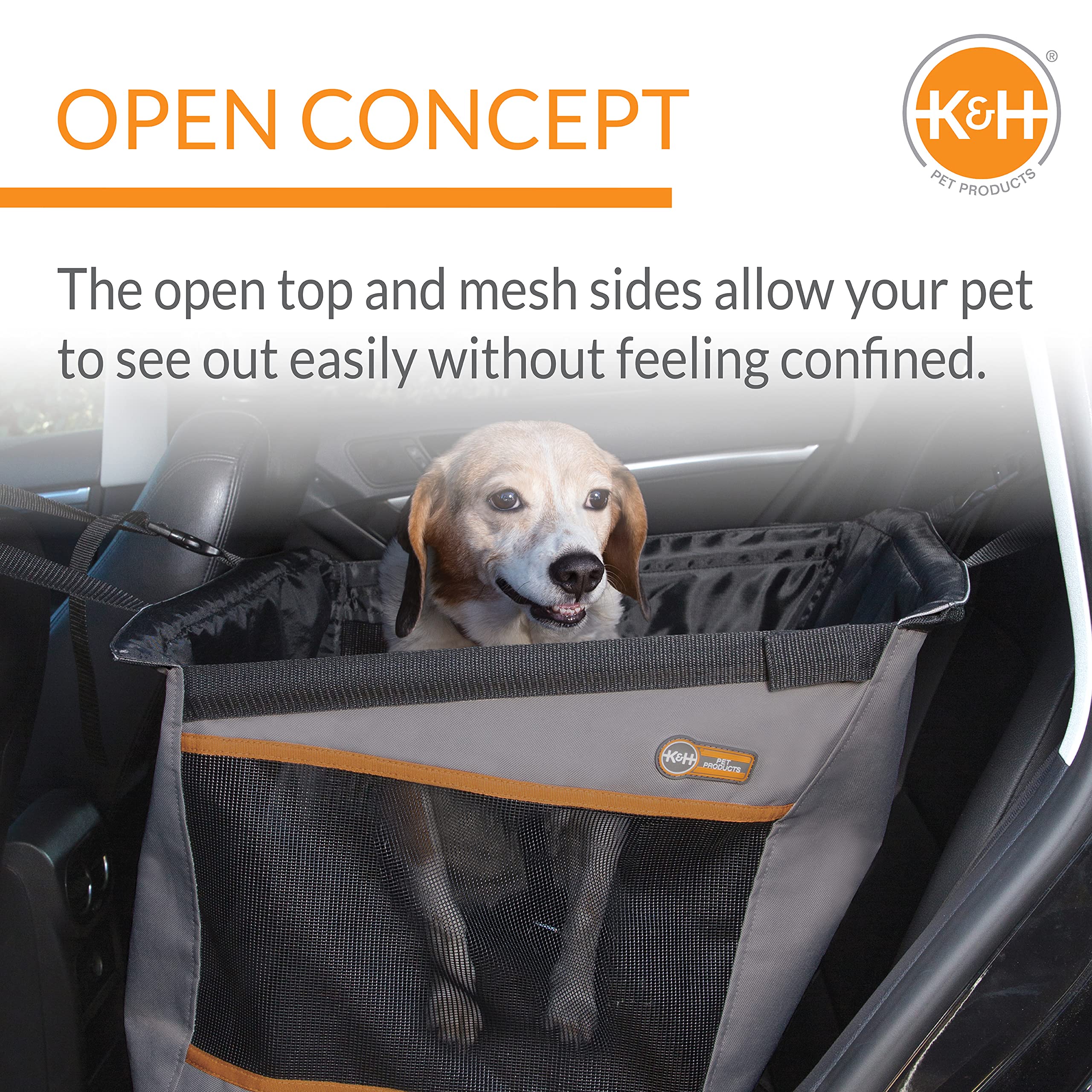 K&H Pet Products Buckle N' Go Dog Car Seat For Medium Dogs, Waterproof Fabric With Breathable Mesh & Adjustable Dog Seat Belt Fo