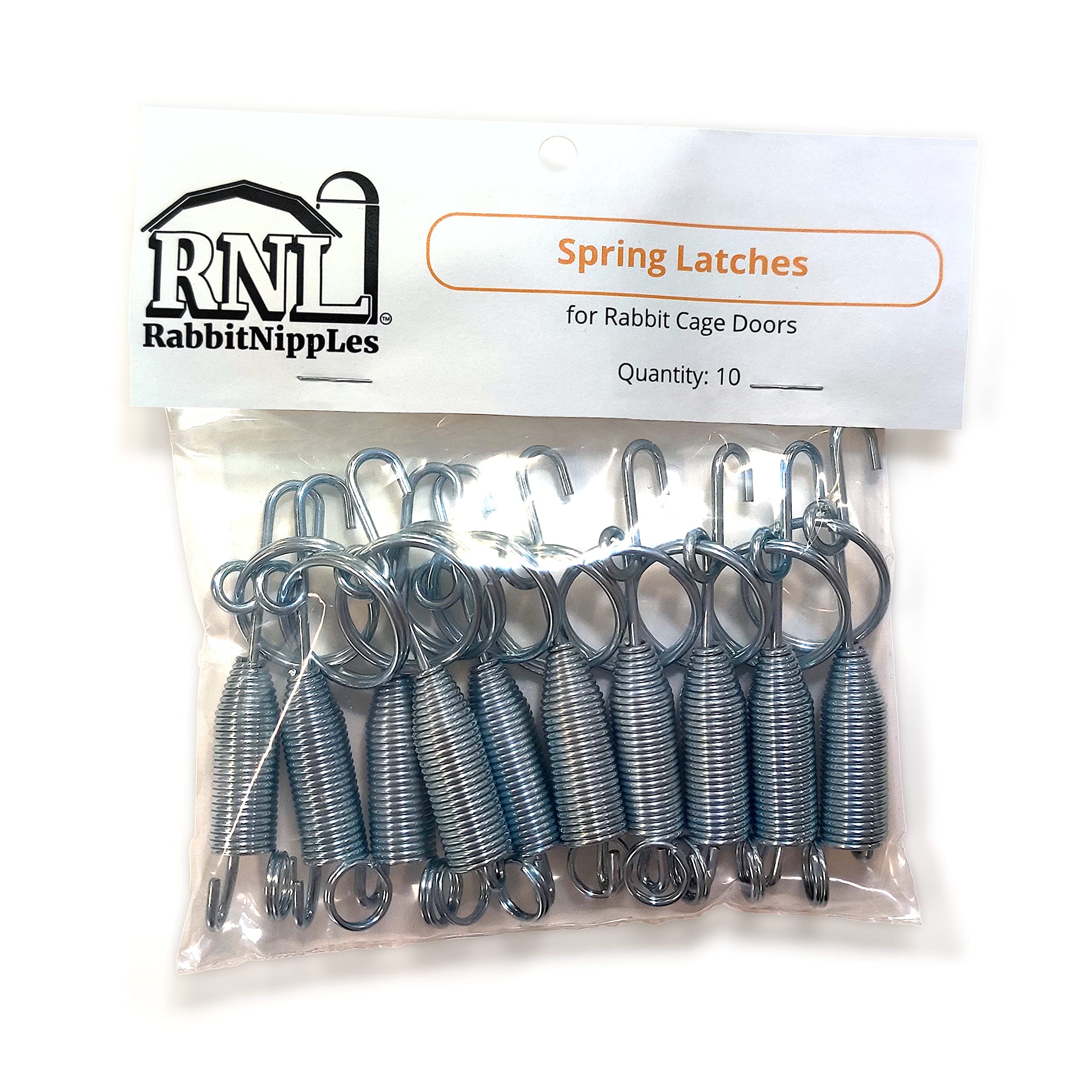 RNL RabbitNippLes Spring Latches for Rabbit Cage Doors 4 inch Springs (10 Pack) 10SL4