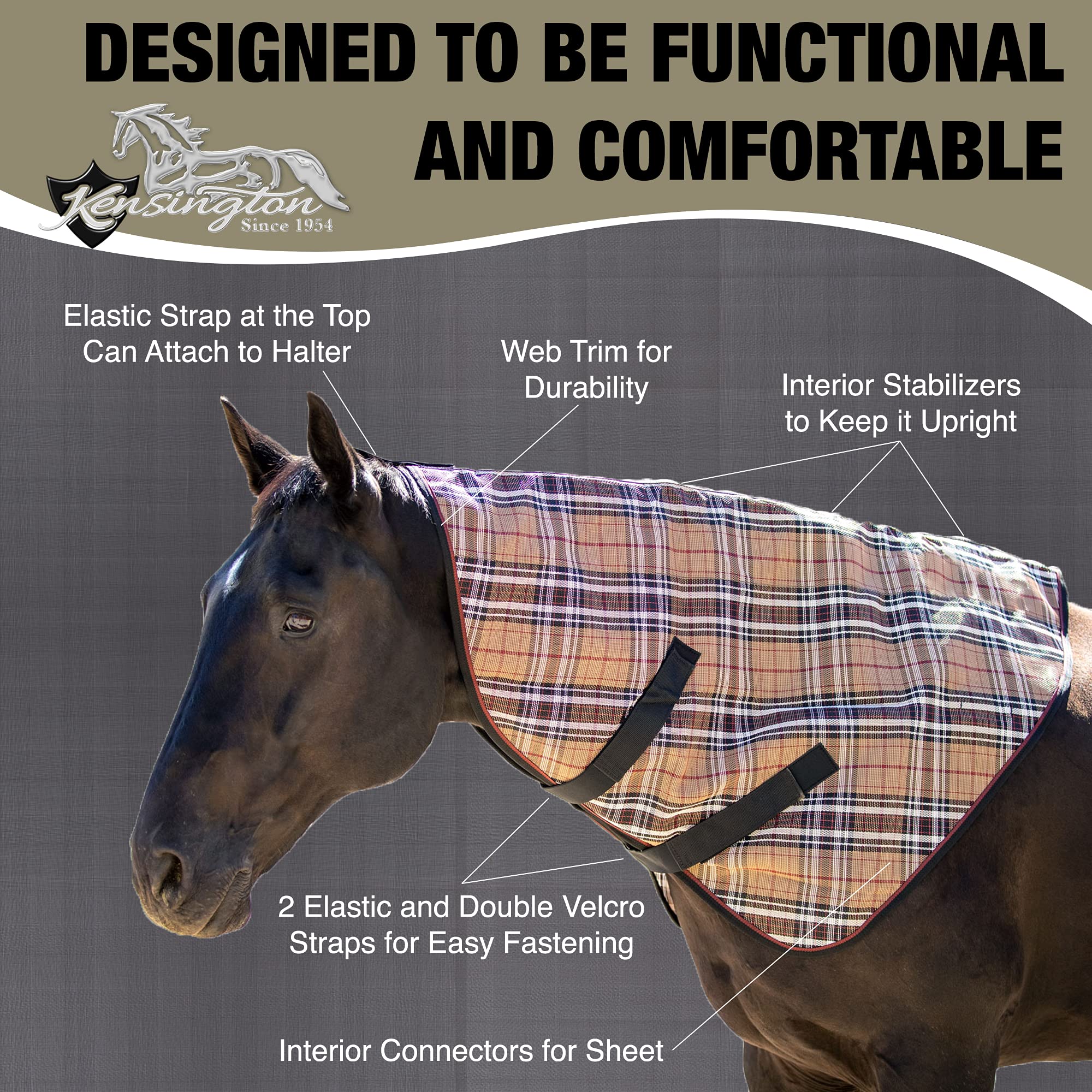 Kensington Protective Products Signature Textilene Nylon-Lined Neck Piece, X-Large, Deluxe Black Plaid