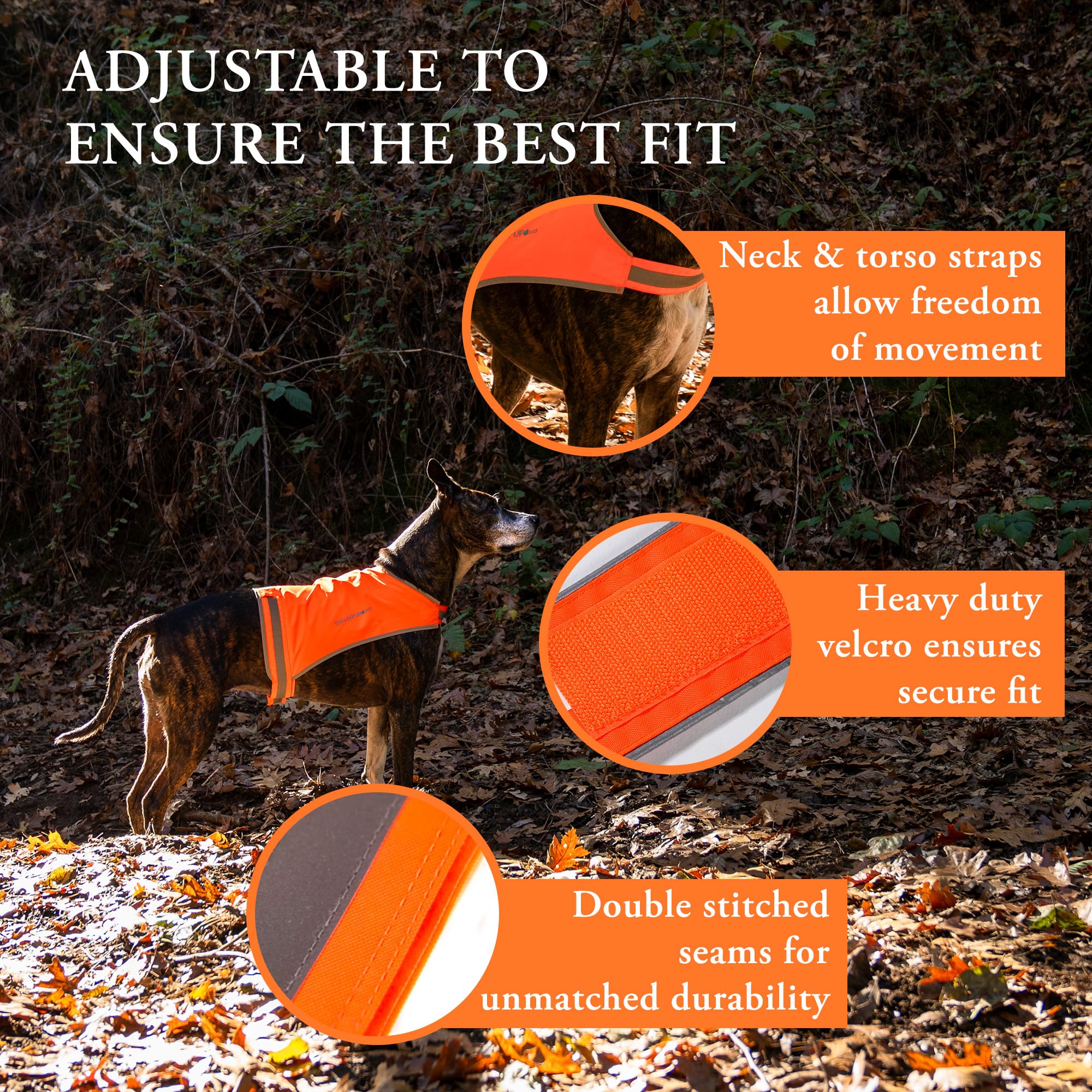 SafetyPUP XD Lite Dog Vest, Reflective Orange Nylon, Large, Mid Back Coverage
