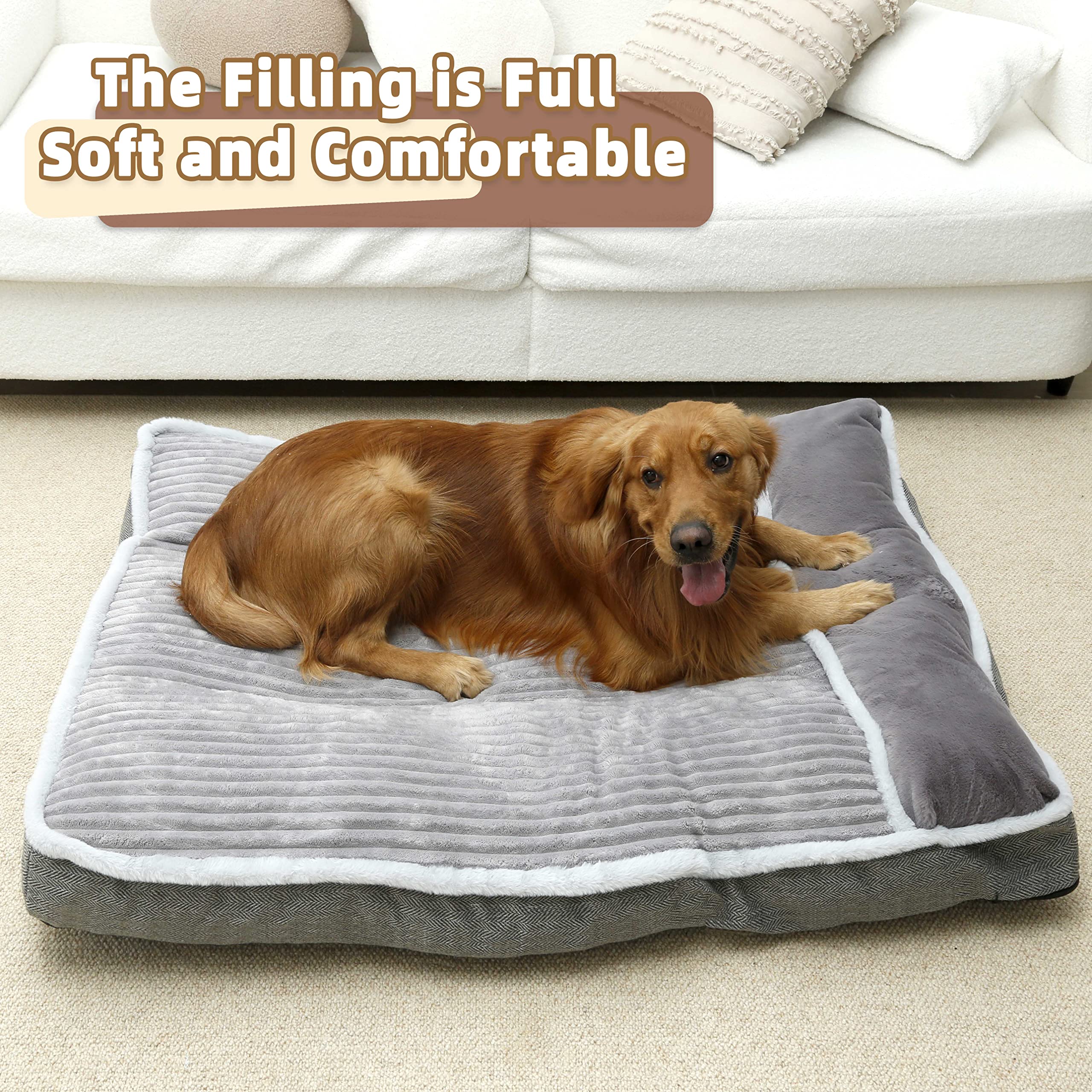 Windracing Dog Bed, Mattress With Pillow For Crate Kennel, Super Soft Sofa Pet Bed For Large, Medium & Small Dogs Breeds