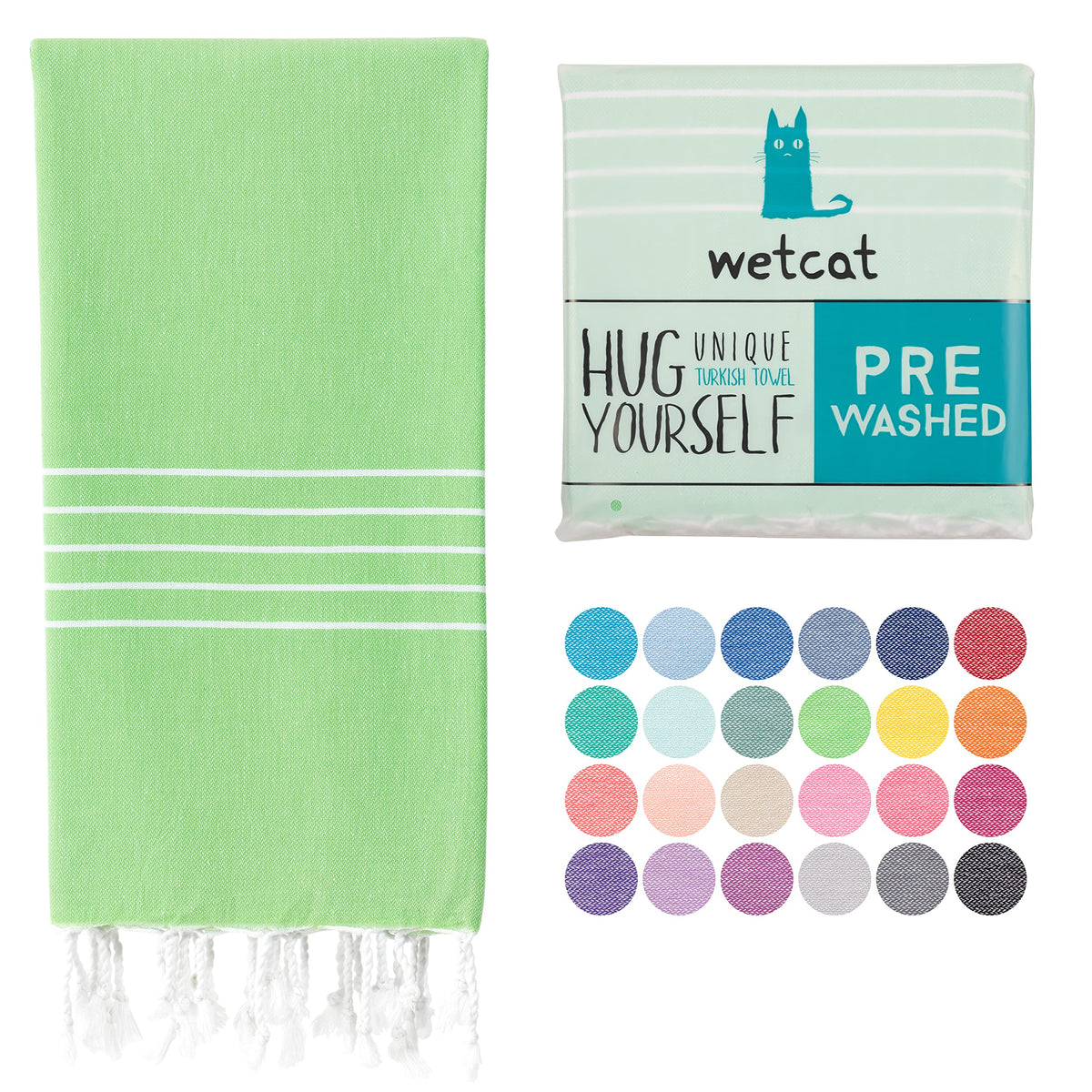 Wetcat Turkish Beach Towel (38 X 71) - Prewashed For Soft Feel, 100 Cotton - Quick Dry Beach Towels Extra Large - Unique Turkish