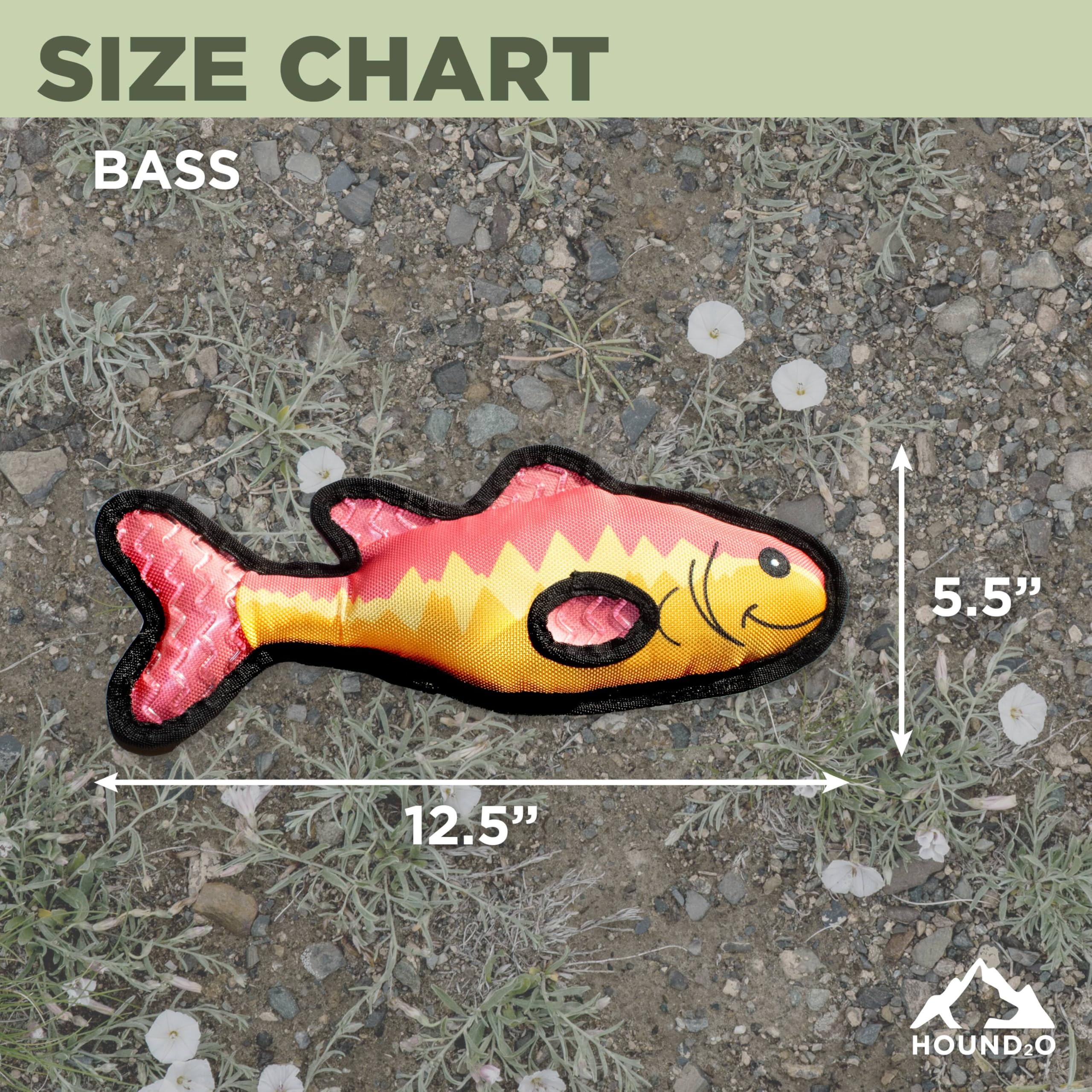 Hound2O Durable Plush Outdoor Toys For Dogs | Squeaky Bass | Fun Fishing Themed Dog Toy With Playful Squeaker