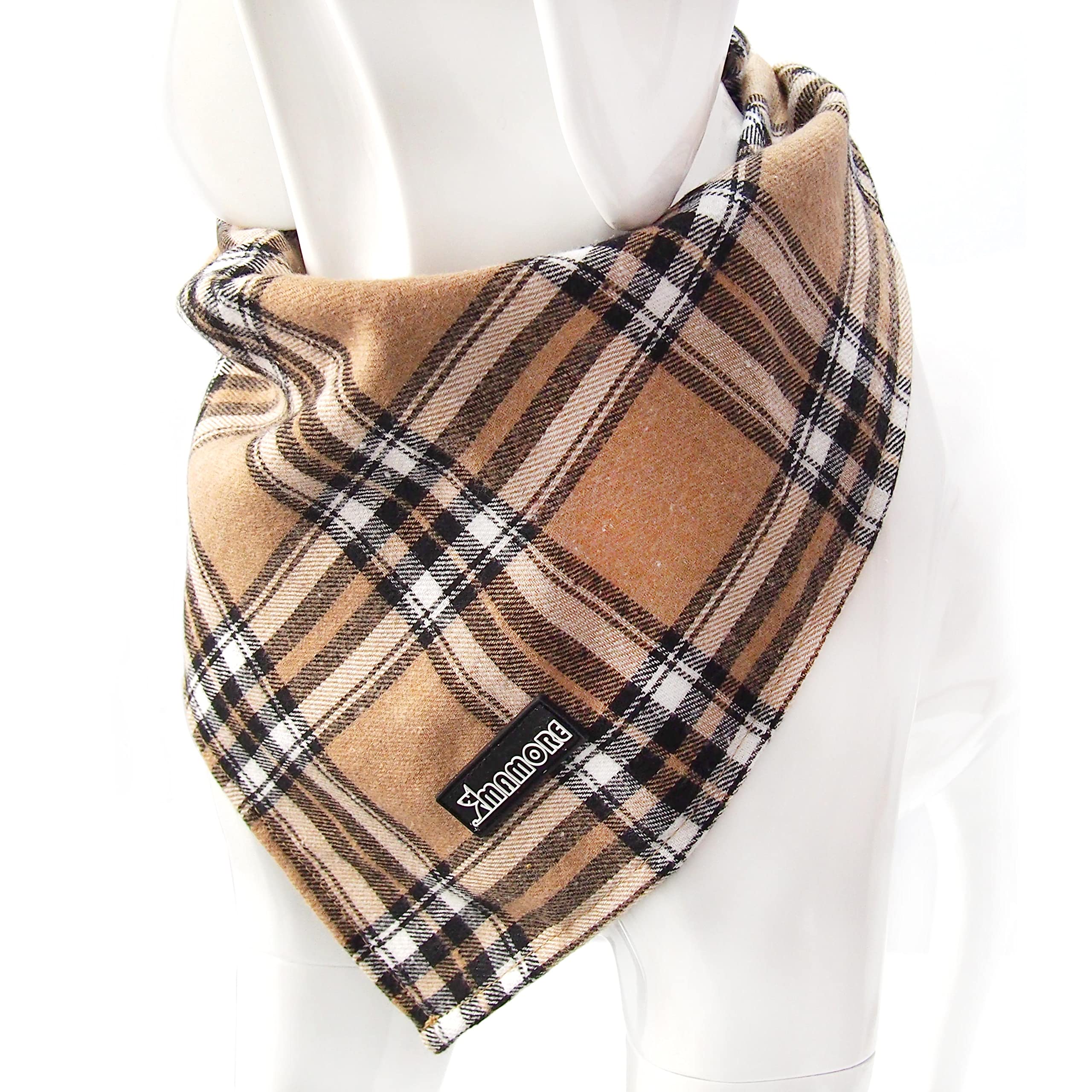 Soft Washable Plaid Bandanas For Dogs And Cats,Adjustable Triangle Bib Comfortable Scarfs For Girl Boy Dogs Puppies (Light Khaki