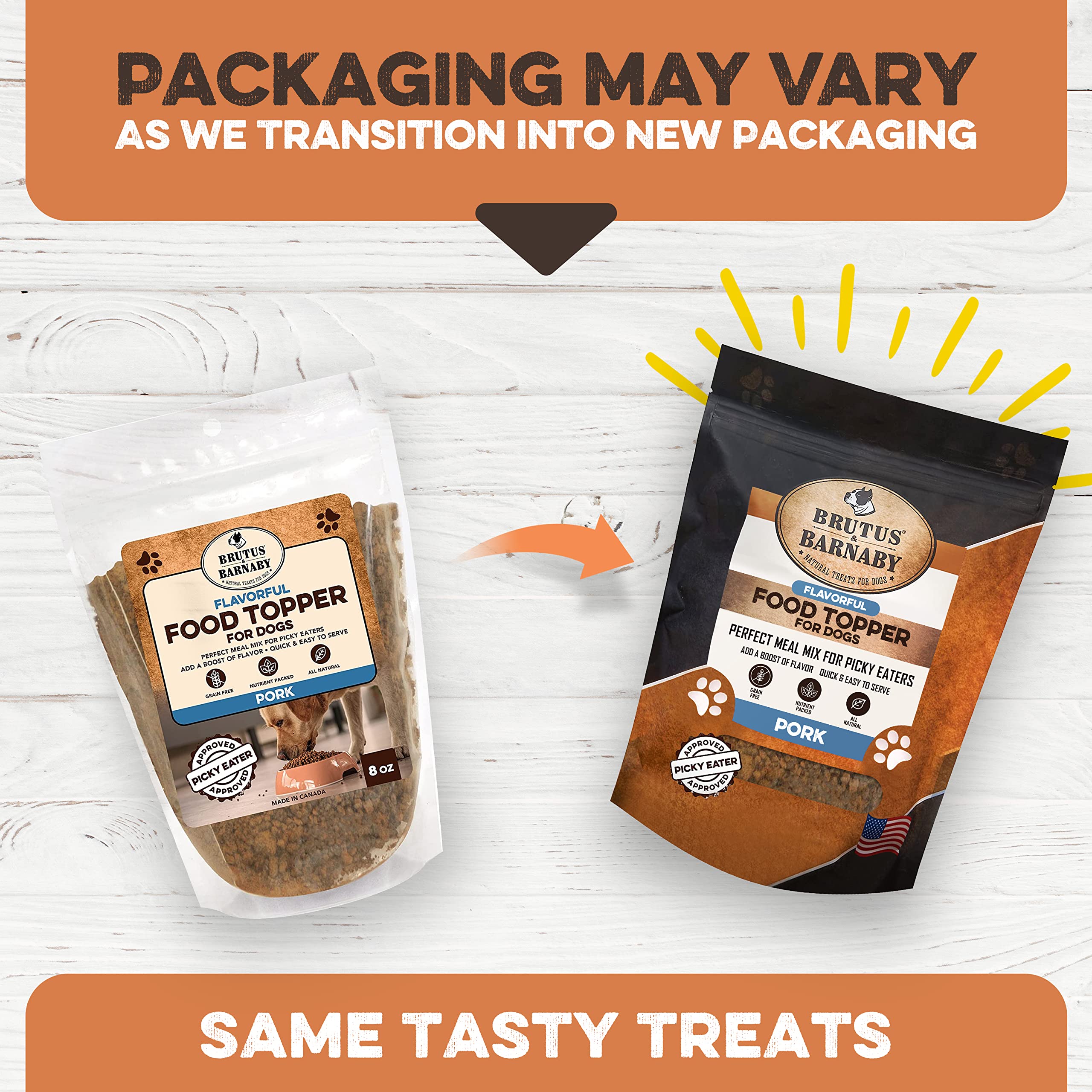 BRUTUS & BARNABY Dog Food Topper - Pork - Enhance Your Dogs Kibble with This Bacon Flavor Packed Mix - Sprinkle On Dog Food Flav