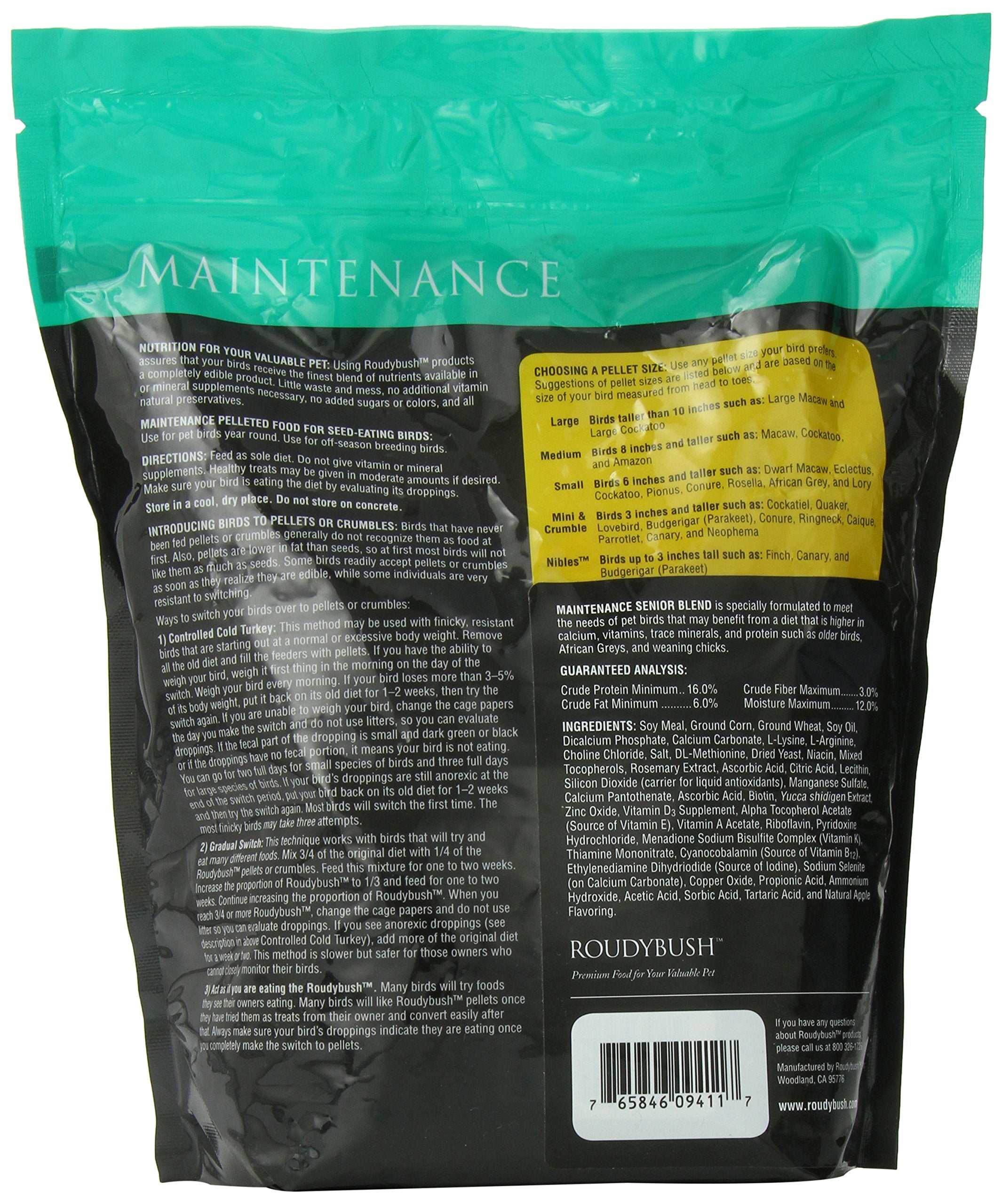 Roudybush Senior Bird Diet, Small, 44-Ounce, Yellow, 2.75 Pound (Pack of 1)