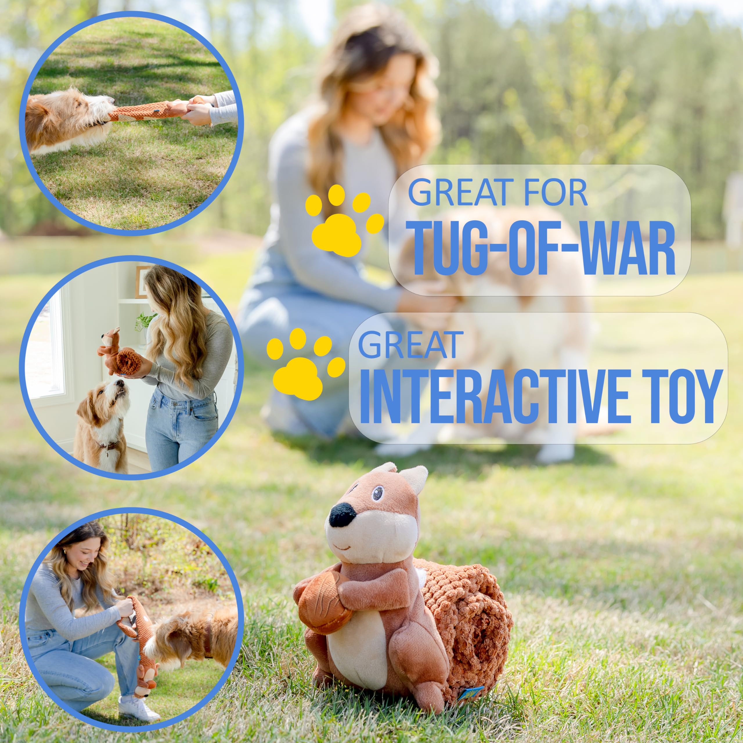 Everyday Joy Crinkle Dog Toy Plush Toy - Long Tug-Of-War Squeaky Dog Toy Boredom Buster Toys With Snack Pockets - Durable Enrich
