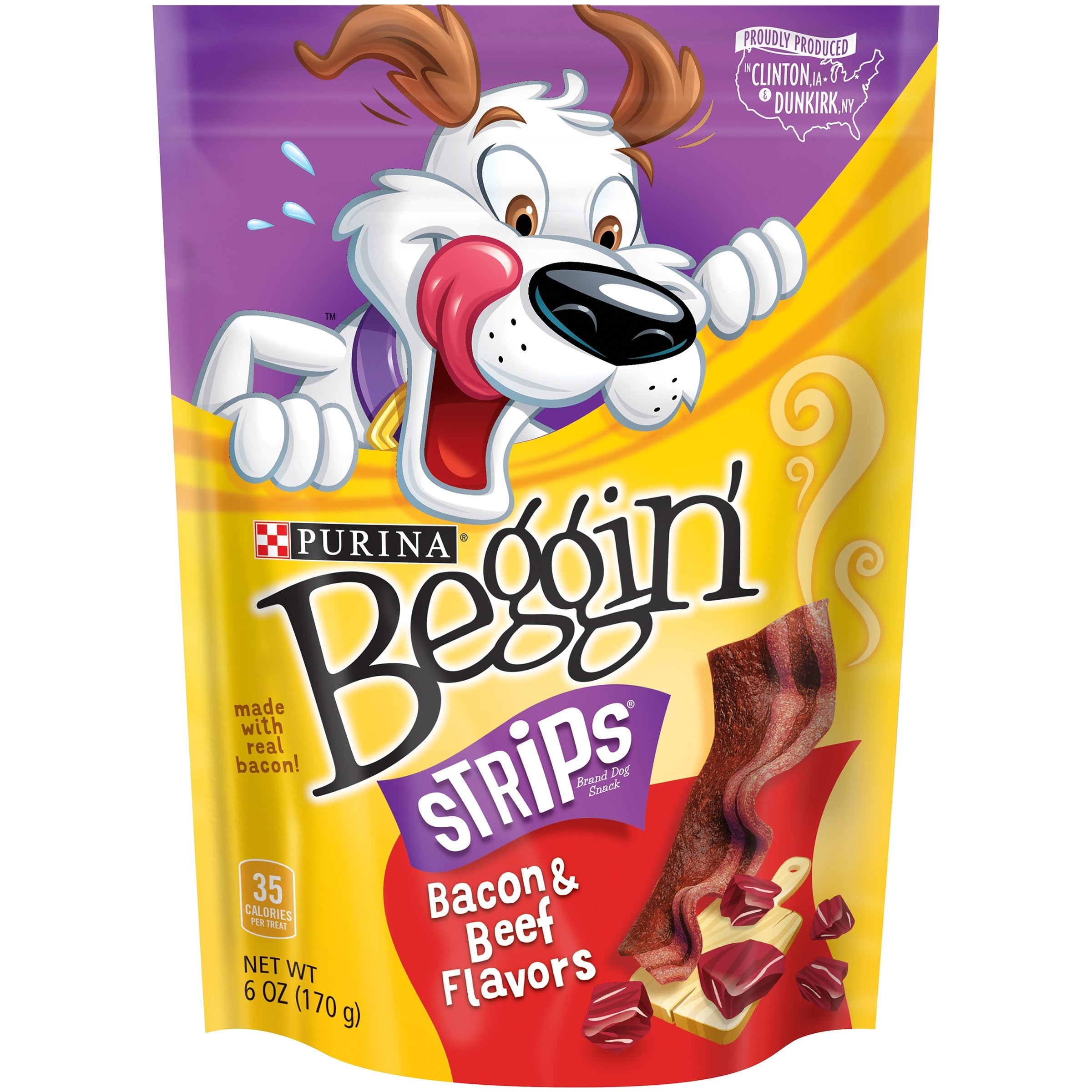 Beggin Strips Dog Treats, Bacon and Beef Flavor, 6 Oz Pouch
