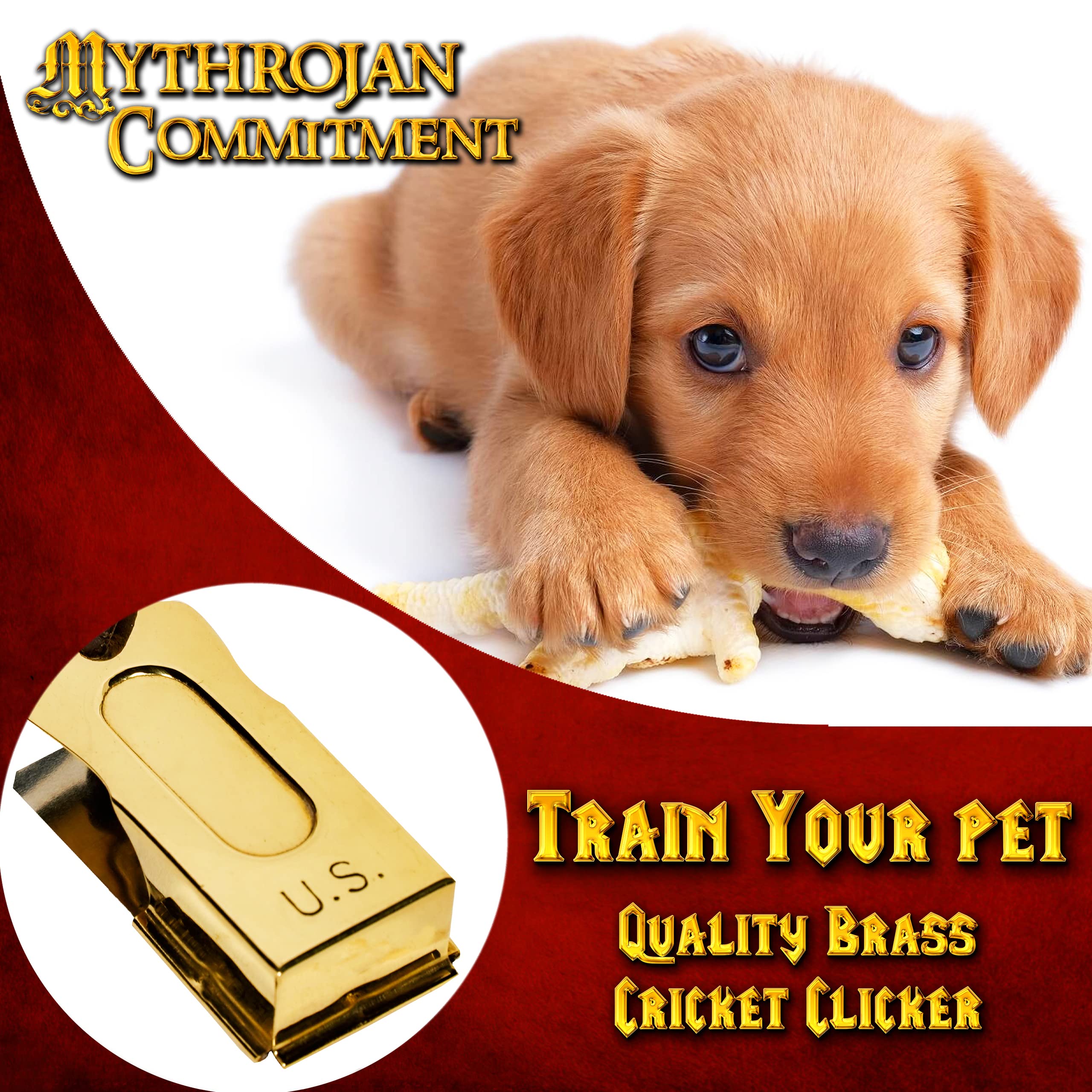 Mythrojan Brass And Steel Pet Training Clicker Puppy Dog Training Cricket Clicker U.S. Engraved Wii Military Gear Metal Clicker