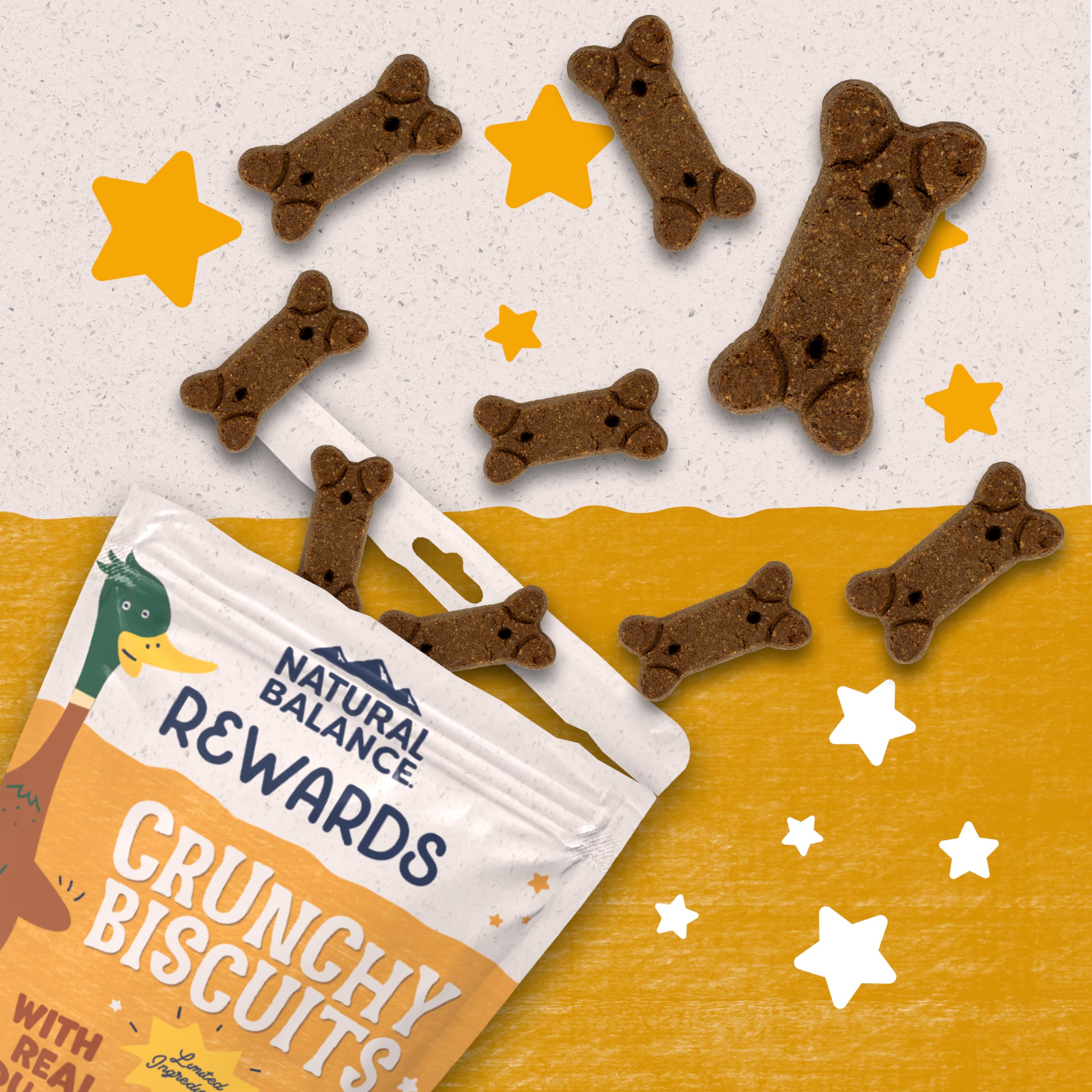 Natural Balance Limited Ingredient Rewards Crunchy Biscuits, Grain-Free Dog Treats for Adult Dogs of All Breeds, Duck Recipe, 14